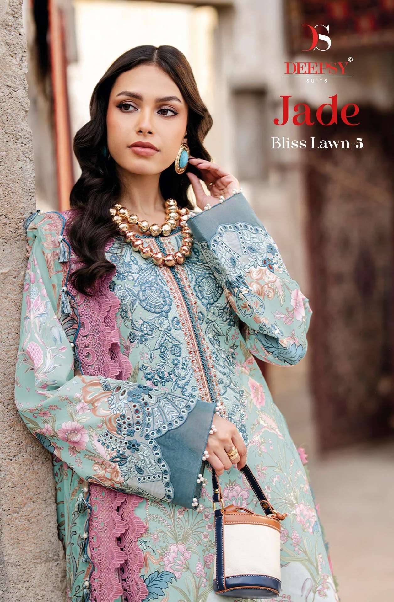 DEEPSY SUITS JADE BLISS LAWN VOL 5 COTTON HEAVY PATCH EMBROIDERY WORK SUIT