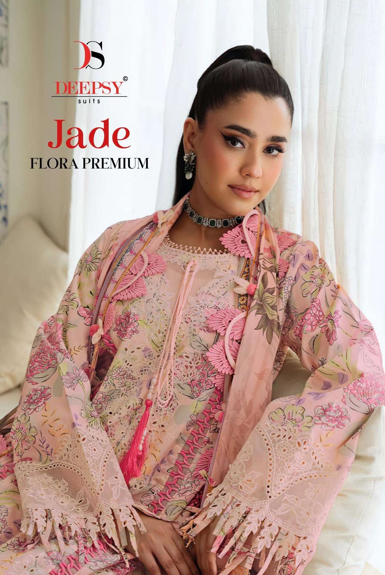 DEEPSY SUITS JADE FLORA PREMIUM COLLECTION COTTON HEAVY EMBROIDERY DESIGNER WORK SUIT