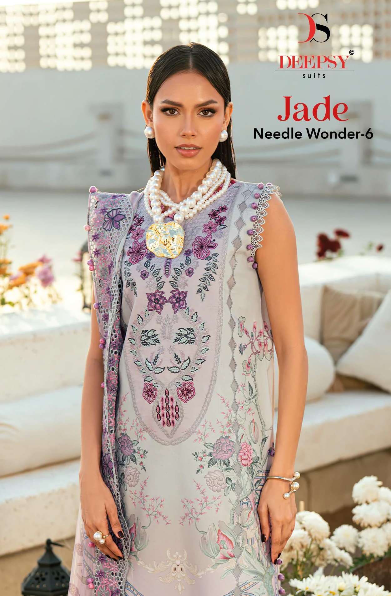 DEEPSY SUITS JADE NEEDLE WONDER VOL 6 COTTON HEAVY PATCH EMBROIDERY WORK SUIT