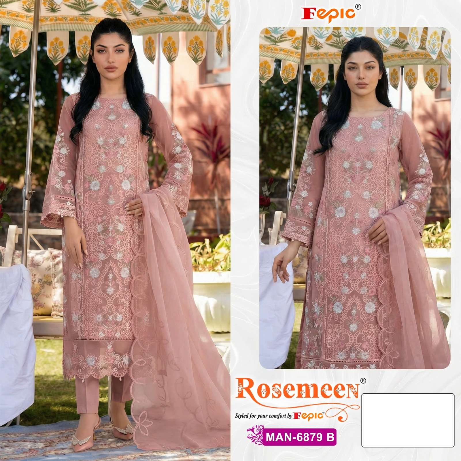 FEPIC ROSEMEEN MAN 6879 BEAUTIFUL EMBROIDERY DESIGNER WORK PAKISTANI SUIT