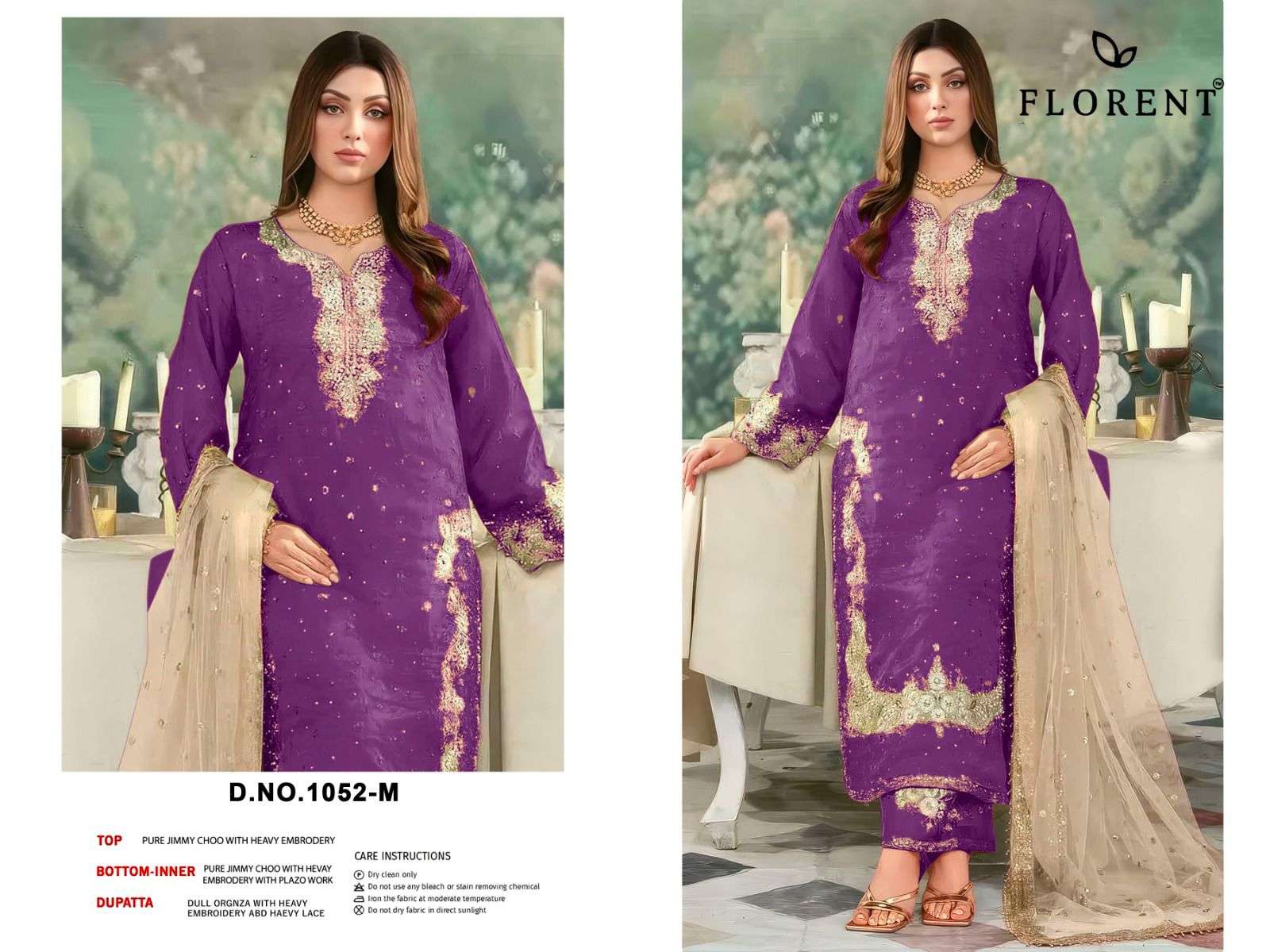FLORENT D NO 1052 MNOP JIMMY SILK WITH BEAUTIFUL EMBROIDERY DESIGNER WORK SUIT