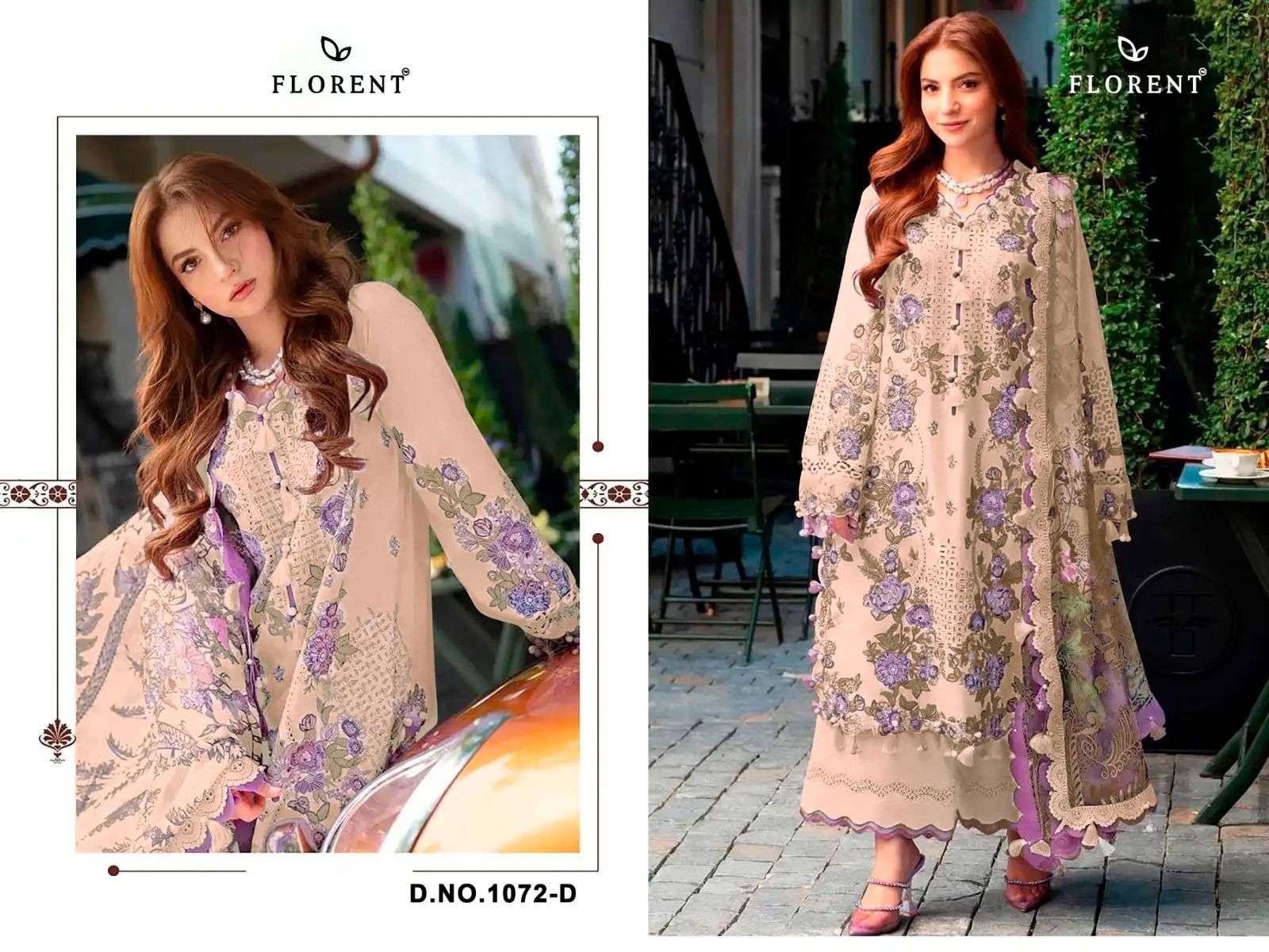 FLORENT D NO 1072 COTTON WITH HEAVY EMBROIDERY DESIGNER WORK SUIT