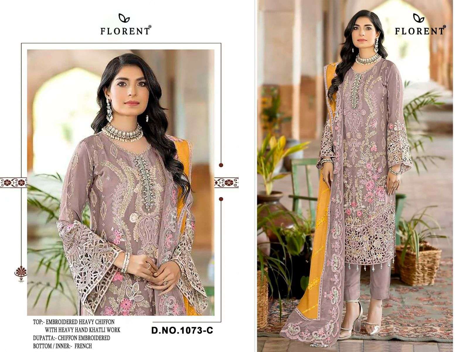 FLORENT D NO 1073 HEAVY EMBROIDERY DESIGNER WORK PAKISTANI SUIT
