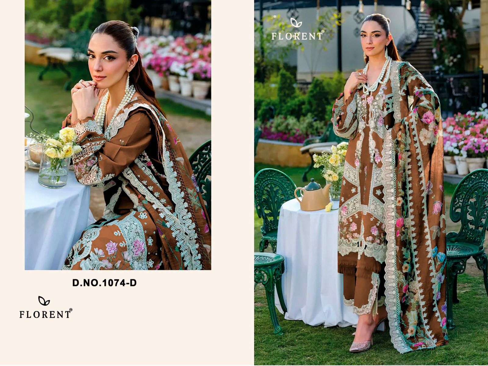 FLORENT D NO 1074 COTTON WITH HEAVY EMBROIDERY DESIGNER WORK SUIT