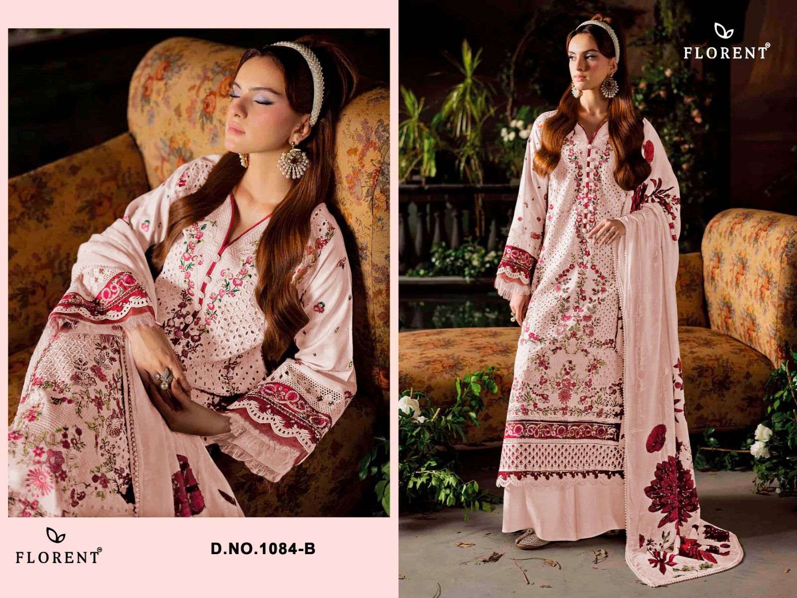 FLORENT D NO 1084 COTTON WITH HEAVY EMBROIDERY DESIGNER WORK SUIT