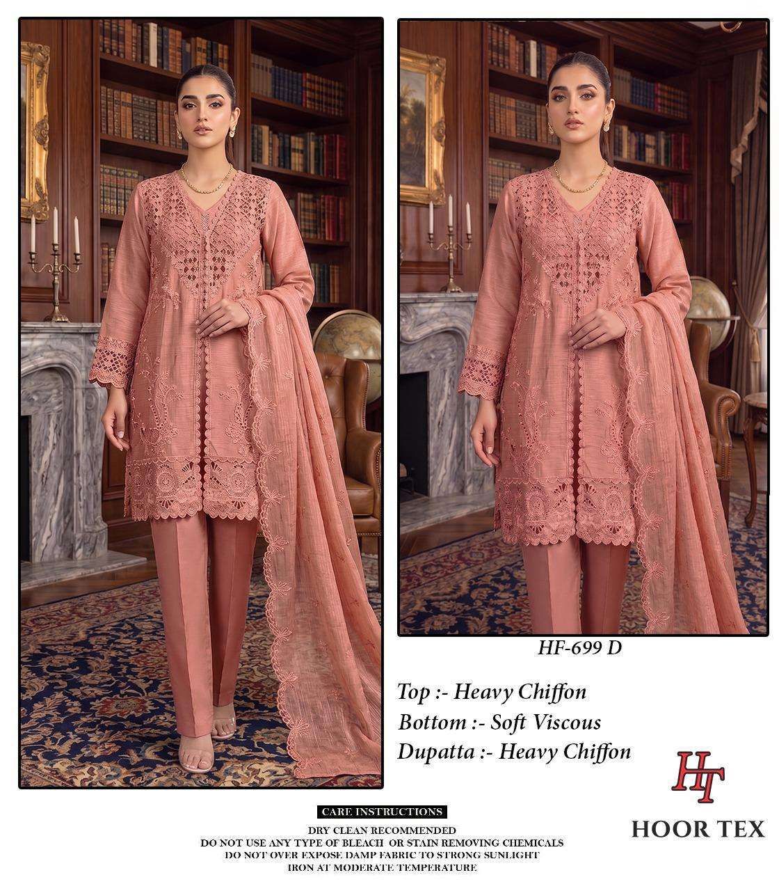 HOOR TEX HF 699 CHIFFON BEAUTIFUL EMBROIDERY DESIGNER WORK SUIT