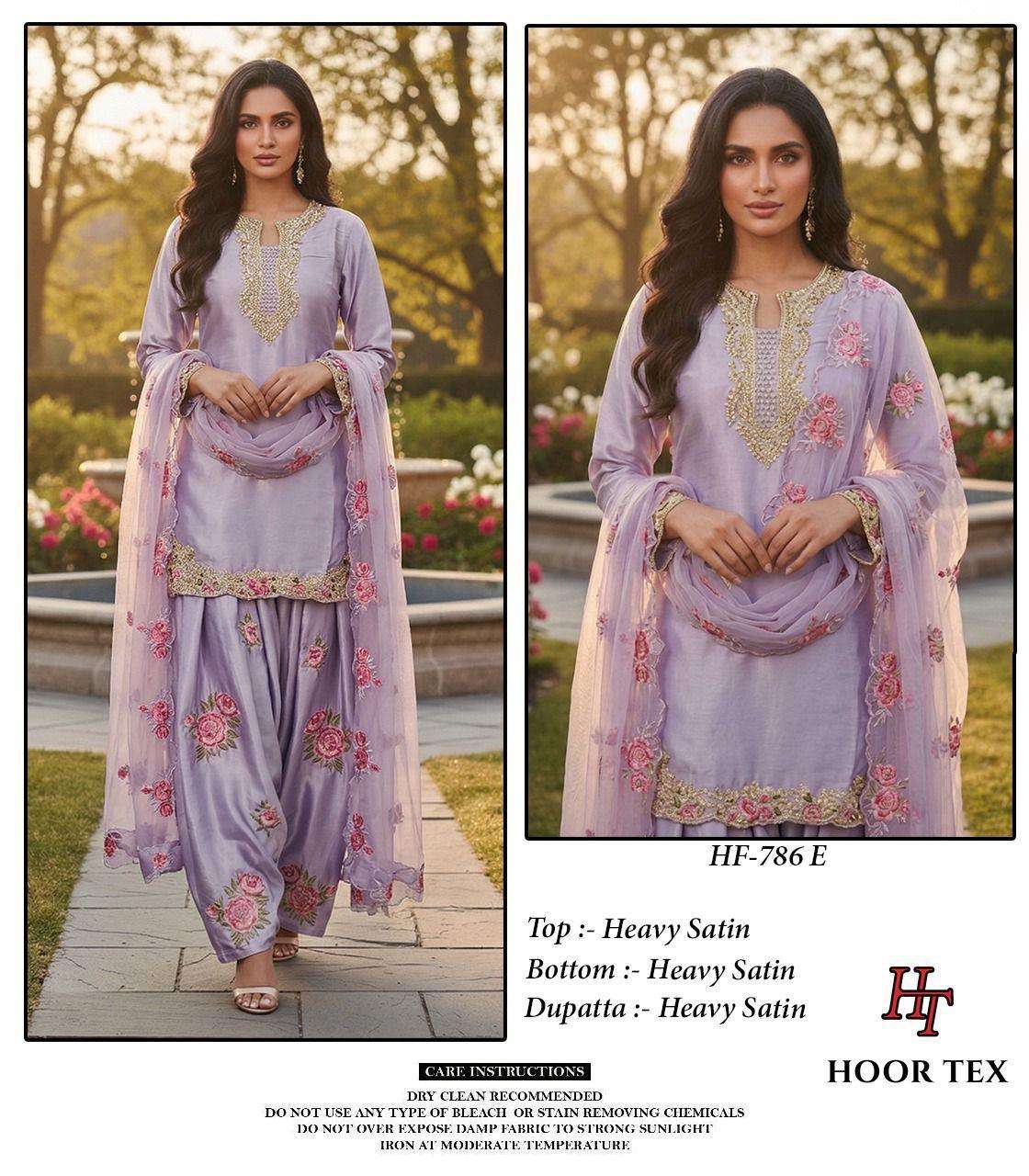 HOOR TEX HF 786 SATIN DESIGNER WORK FESTIVE WEAR LADIES SUIT