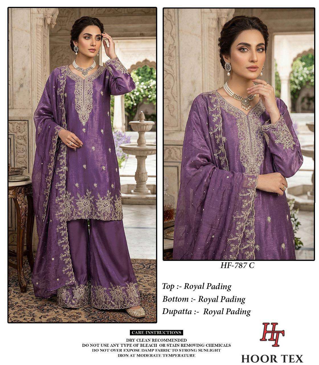 HOOR TEX HF 787 HEAVY BEAUTIFUL EMBROIDERY DESIGNER WORK READY MADE PAKISTANI SUIT