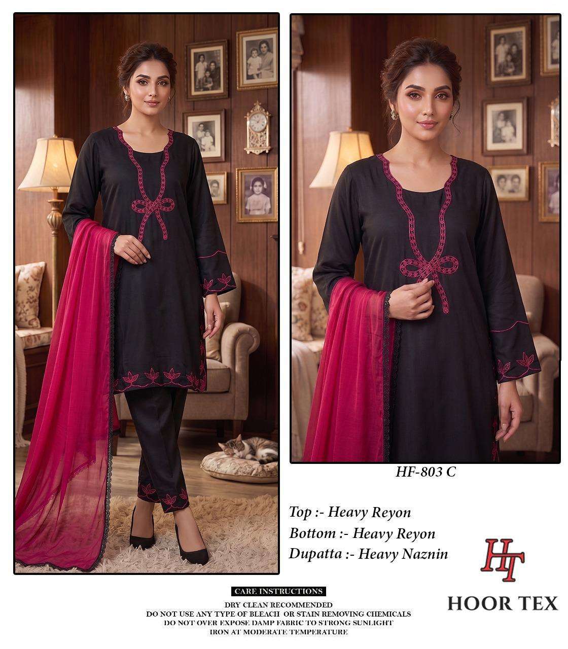 HOOR TEX HF 803 RAYON FANCY EMBROIDERY WORK READY MADE PAKISTANI SUIT