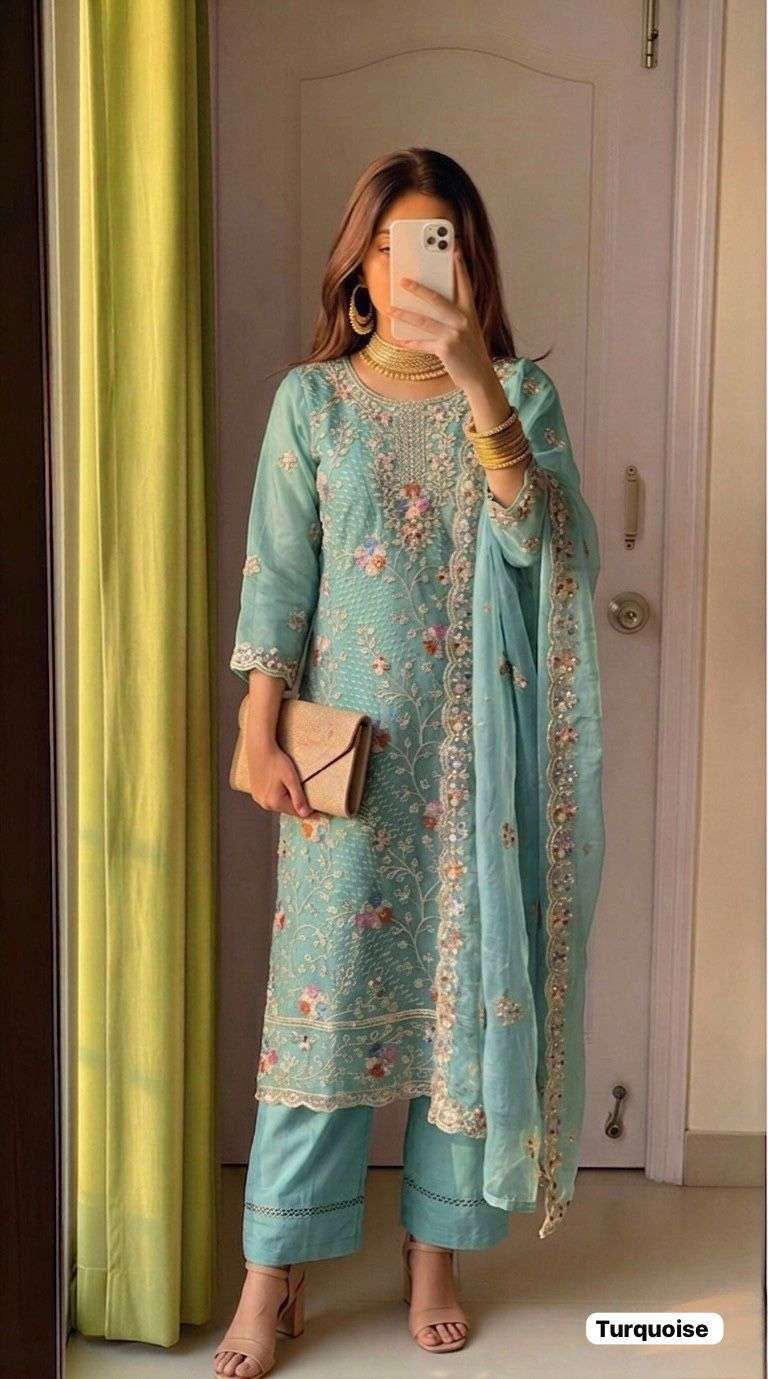 INLI ANAYA VOL 3 ORGANZA SILK HEAVY EMBROIDERD DESIGNER FESTIVE WEAR LADIES SUIT