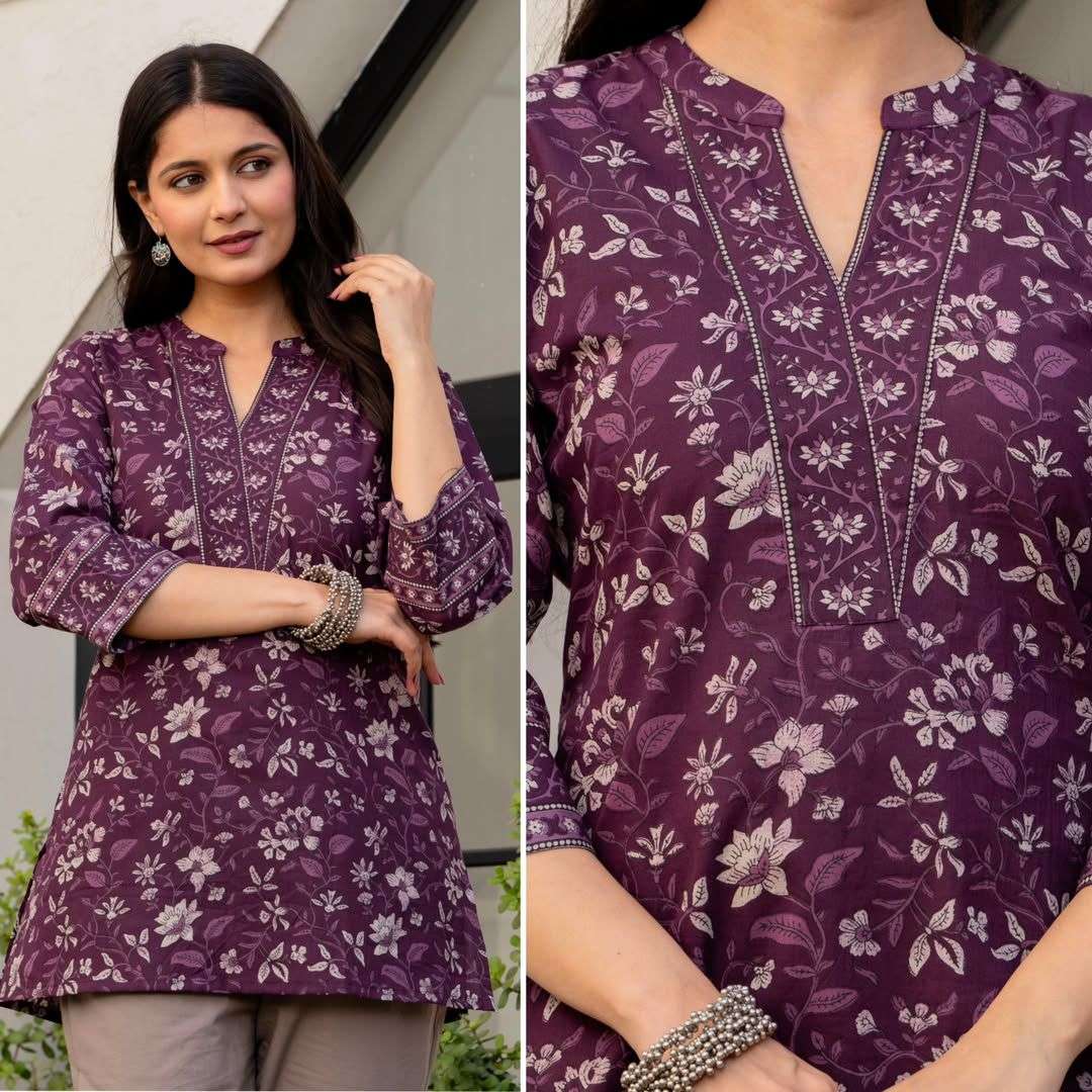 INLI BLUSH 7.0 COTTON PRINTED FANCY SUMMER WEAR LADIES SHORT KURTI