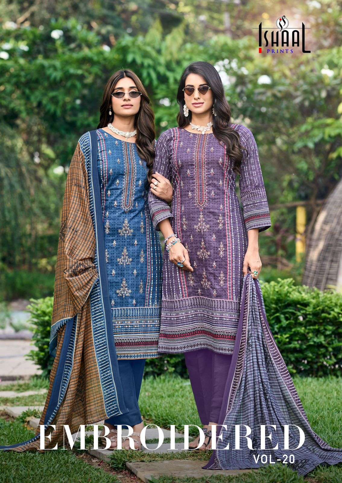 ISHAAL PRINTS EMBROIDERED VOL 20 LAWN COTTON FANCY WORK SUIT