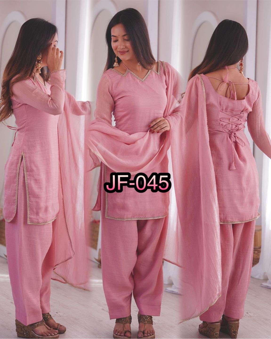 JF 045 SILK PREETY LOOK DESIGNER LADIES PARTY WEAR LADIES SUIT