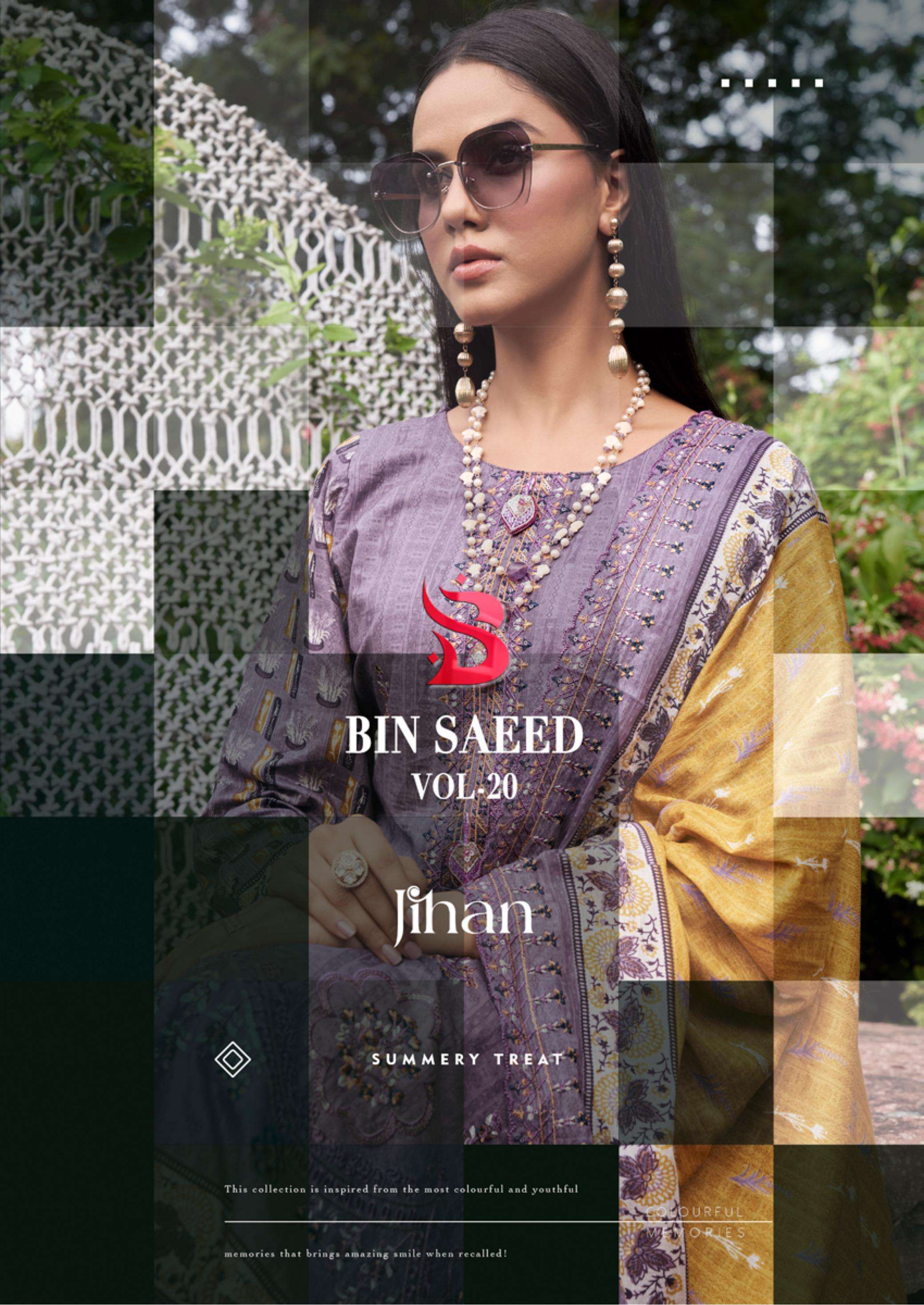 JIHAN BIN SAEED LAWN COLLECTION VOL 20 LAWN PRINT WITH FANCY WORK SUIT