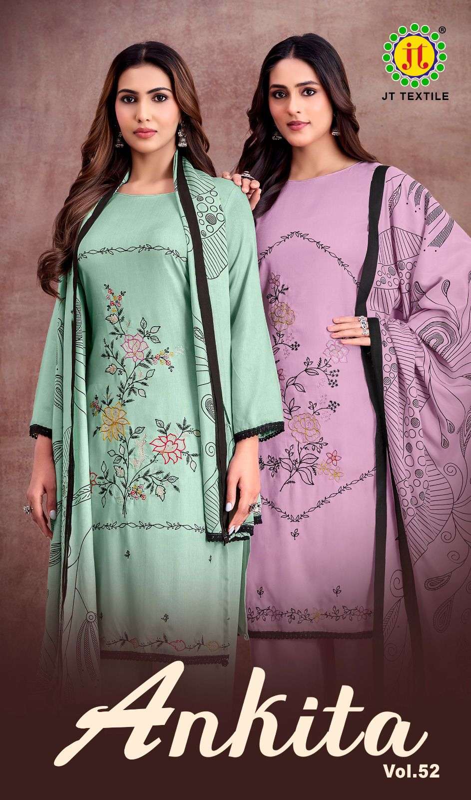 JT ANKITA VOL 52 RAYON FANCY EMBROIDERY WORKS SUIT