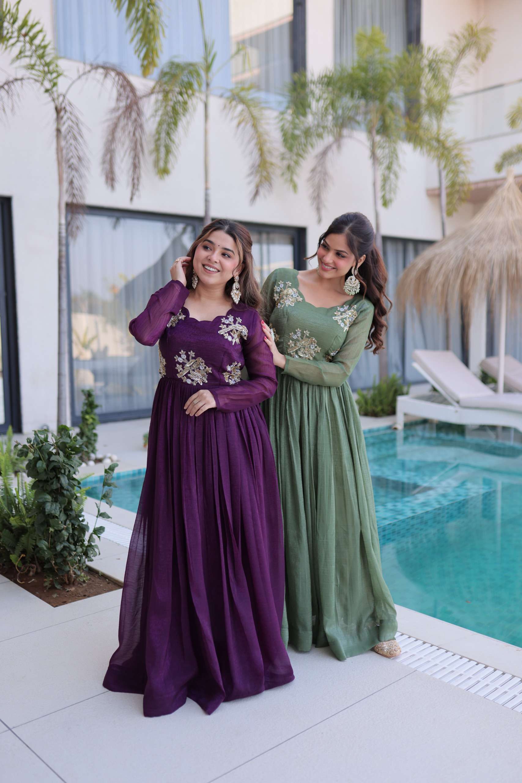 KA 1222 SILK DESIGNER READY MADE PARTY WEAR GOWN DRESS