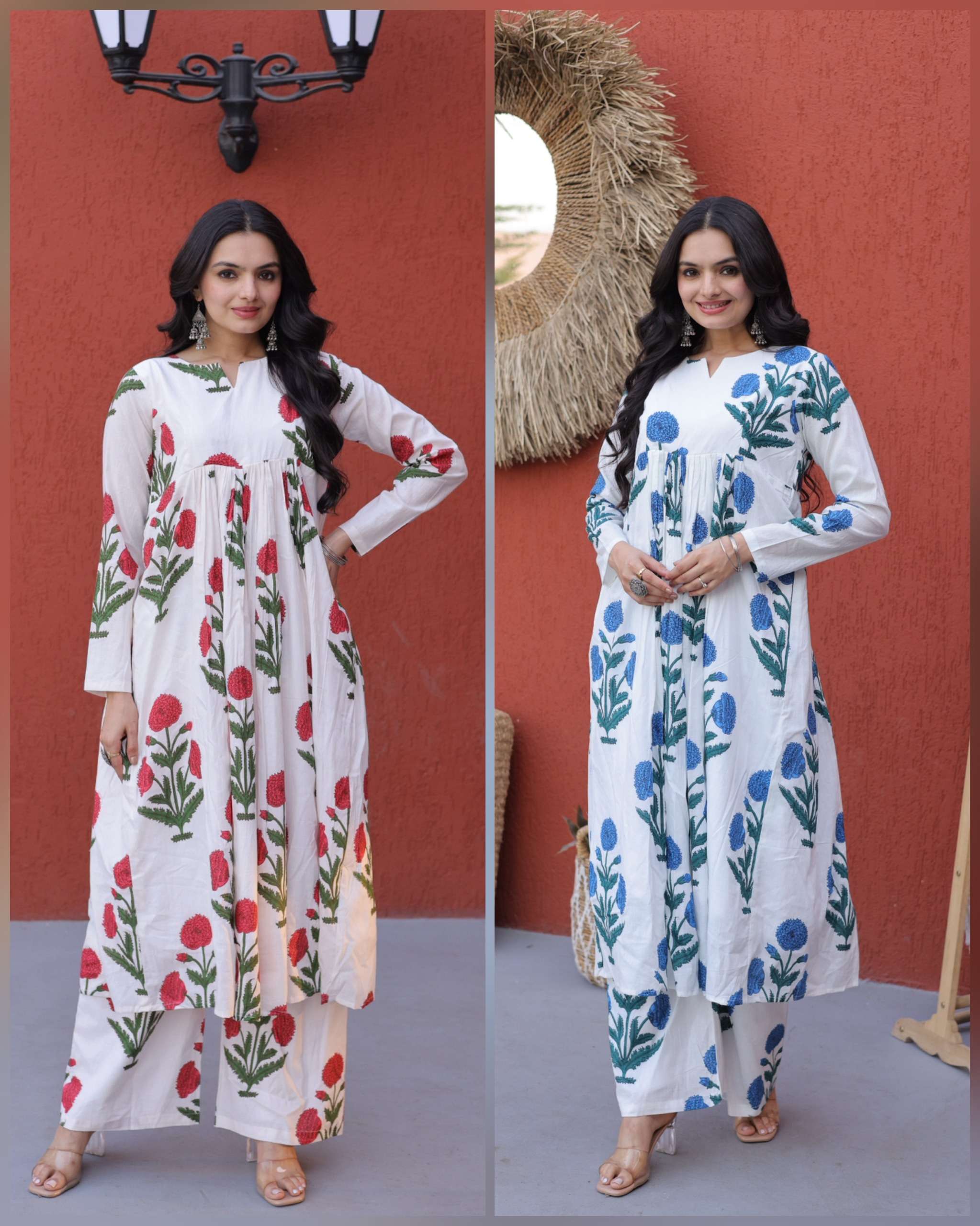 KA 1250 COTTON PRINTED FANCY SUMMER WEAR LADIES KURTI WITH BOTTOM PAIR 