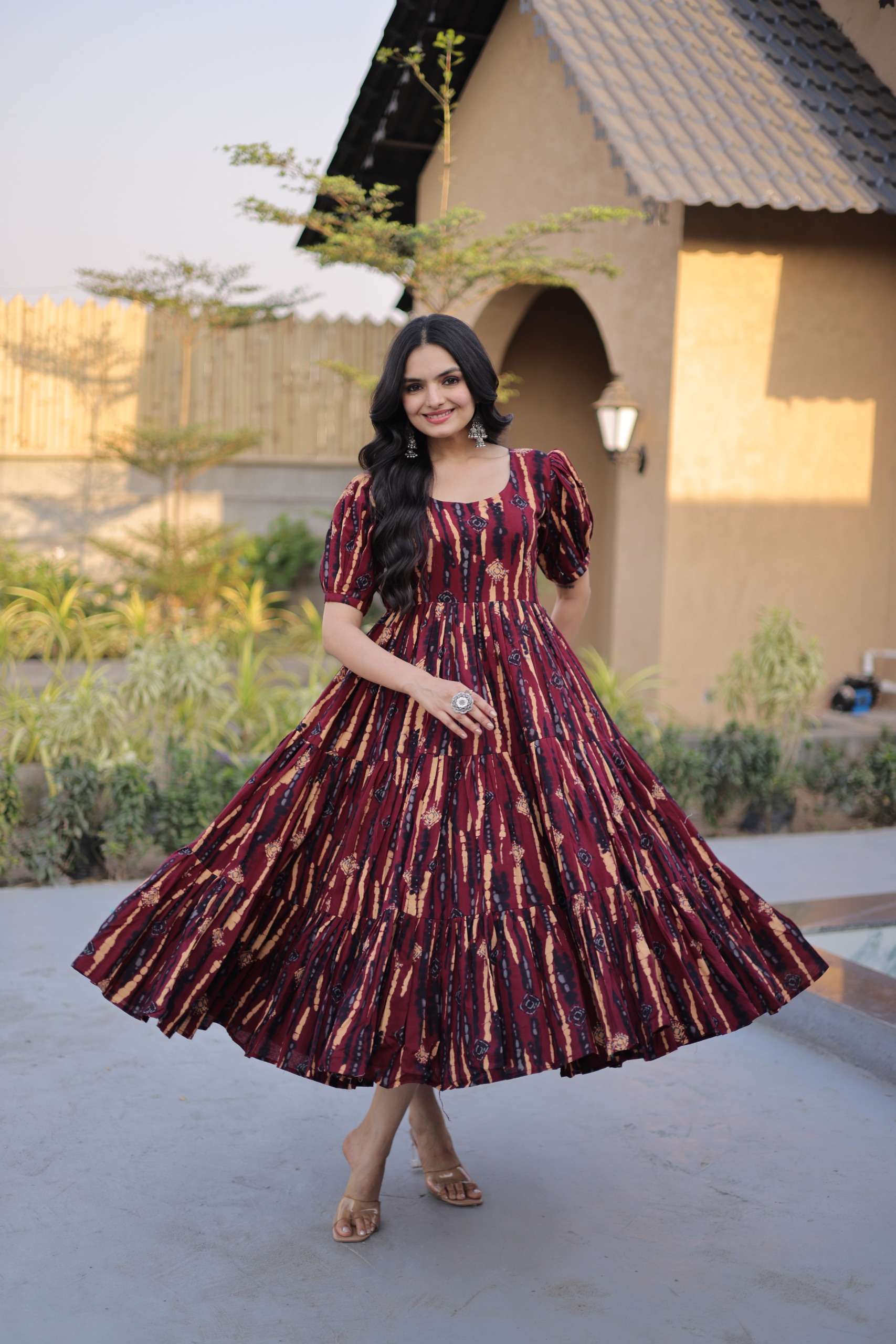 KA 1252 COTTON PRINTED FANCY SUMMER WEAR ONE PCS GOWN DRESS