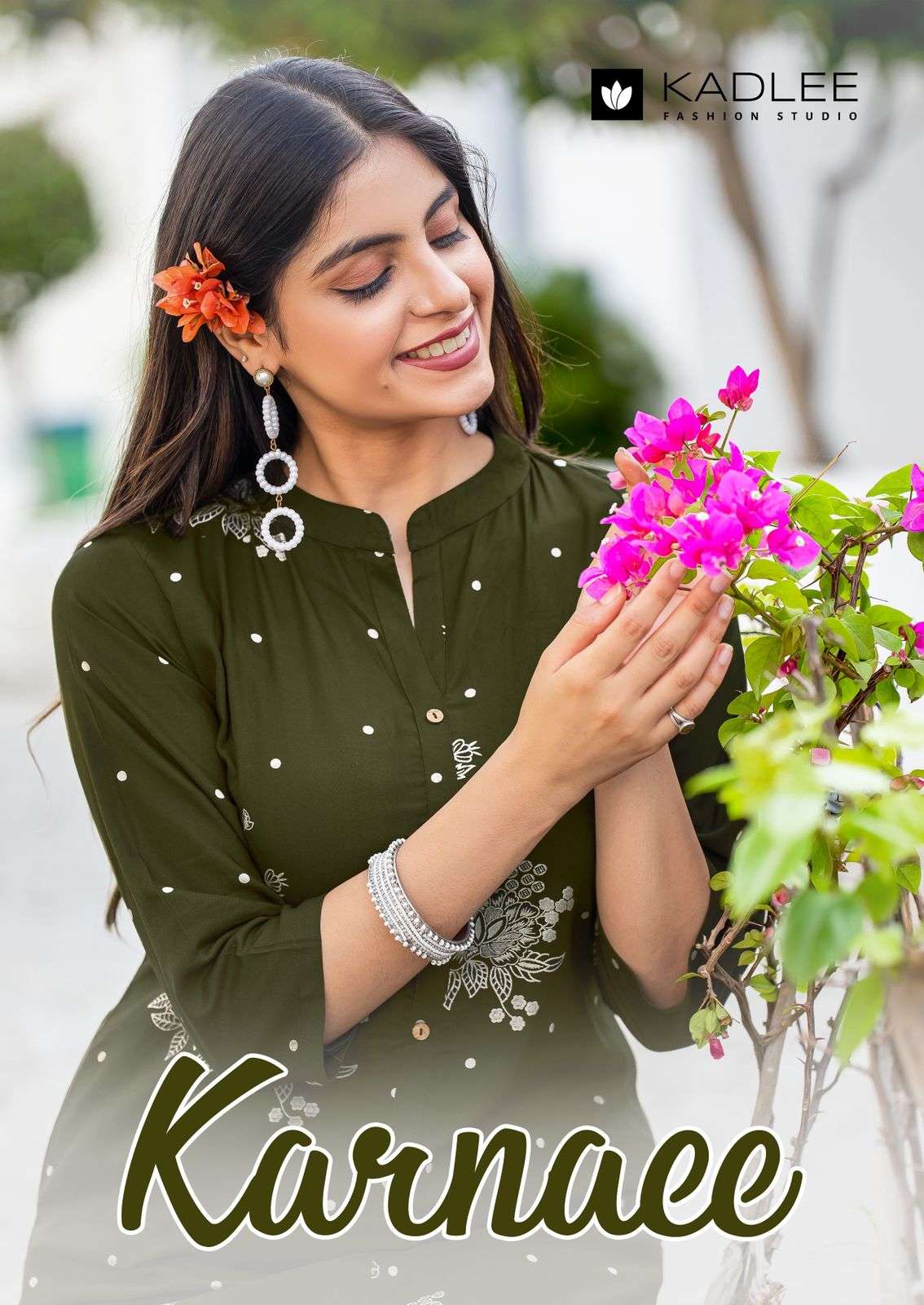 KADLEE FASHION KARNAEE RAYON PRINT A LINE STYLE KURTI WITH BOTTOM PAIR 