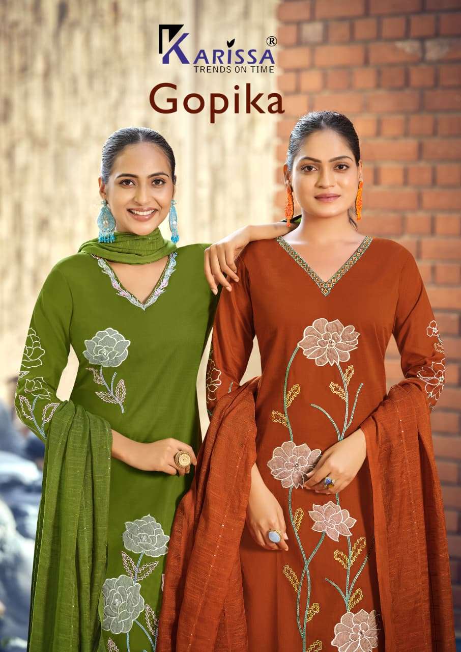 KARISSA GOPIKA COTTON FANCY EMBROIDERY WORK LADIES 3PCS SET COLLECTION 