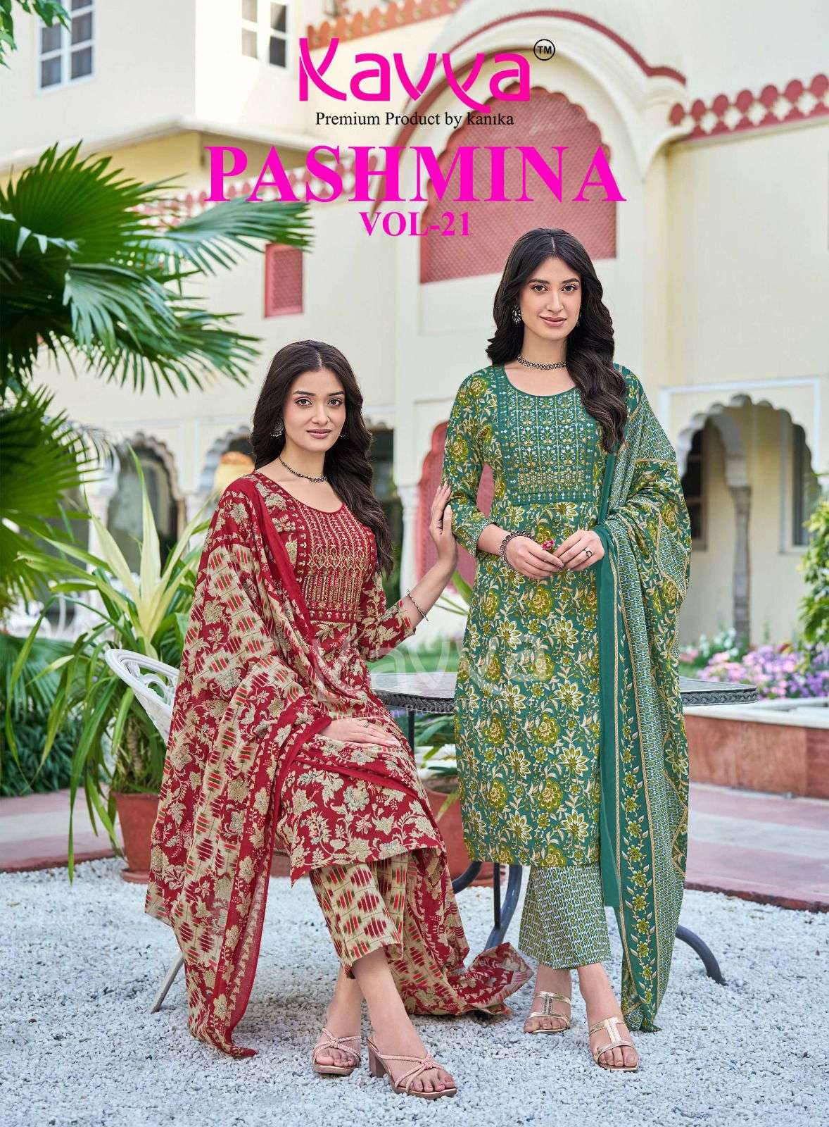 KAVYA PASHMINA VOL 21 COTTON PRINT LADIES KURTI BOTTOM AND DUPATTA SET 