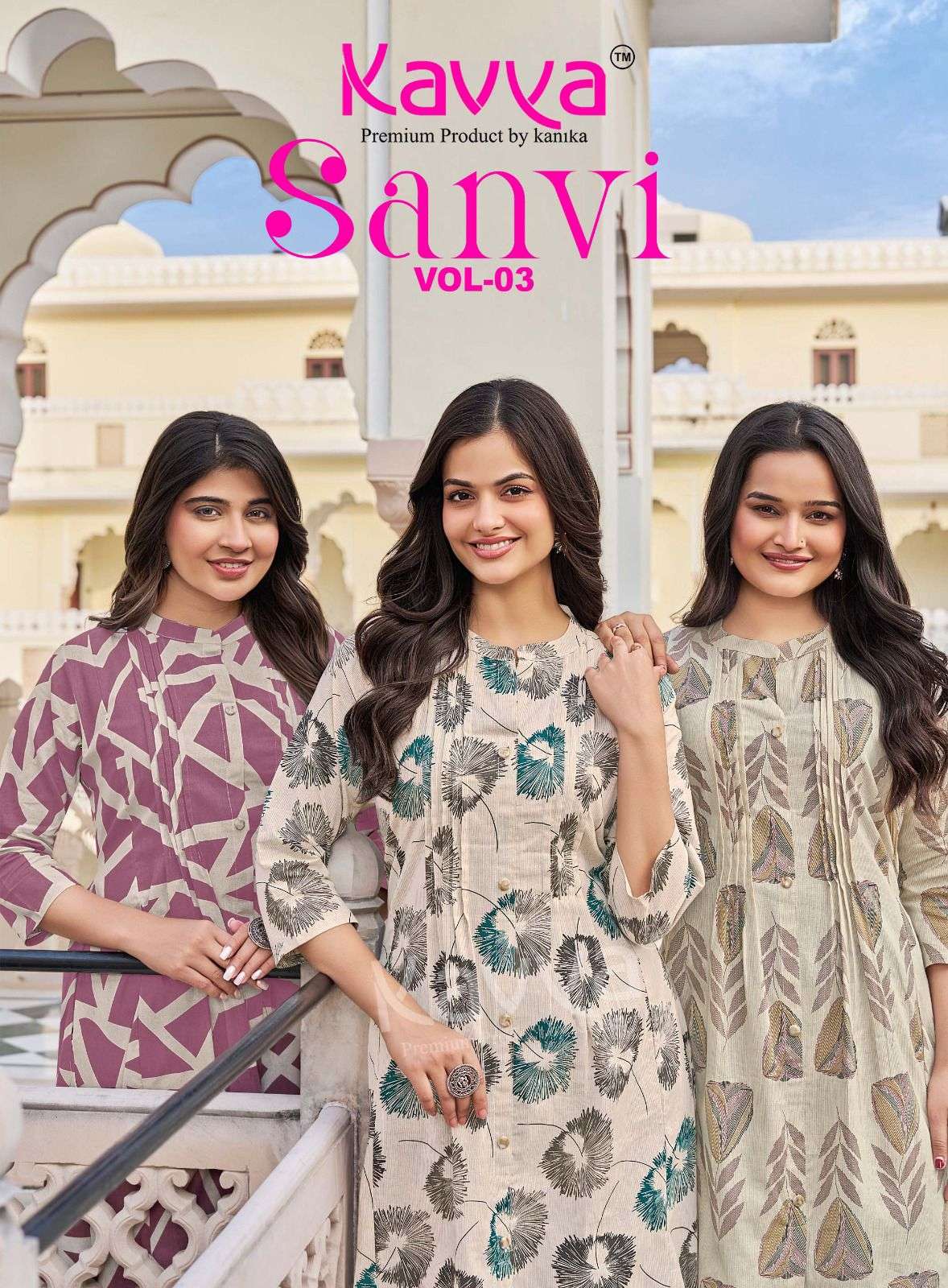KAVYA SANVI VOL 3 COTTON PRINT A LINE STYLE KURTI WITH BOTTOM PAIR