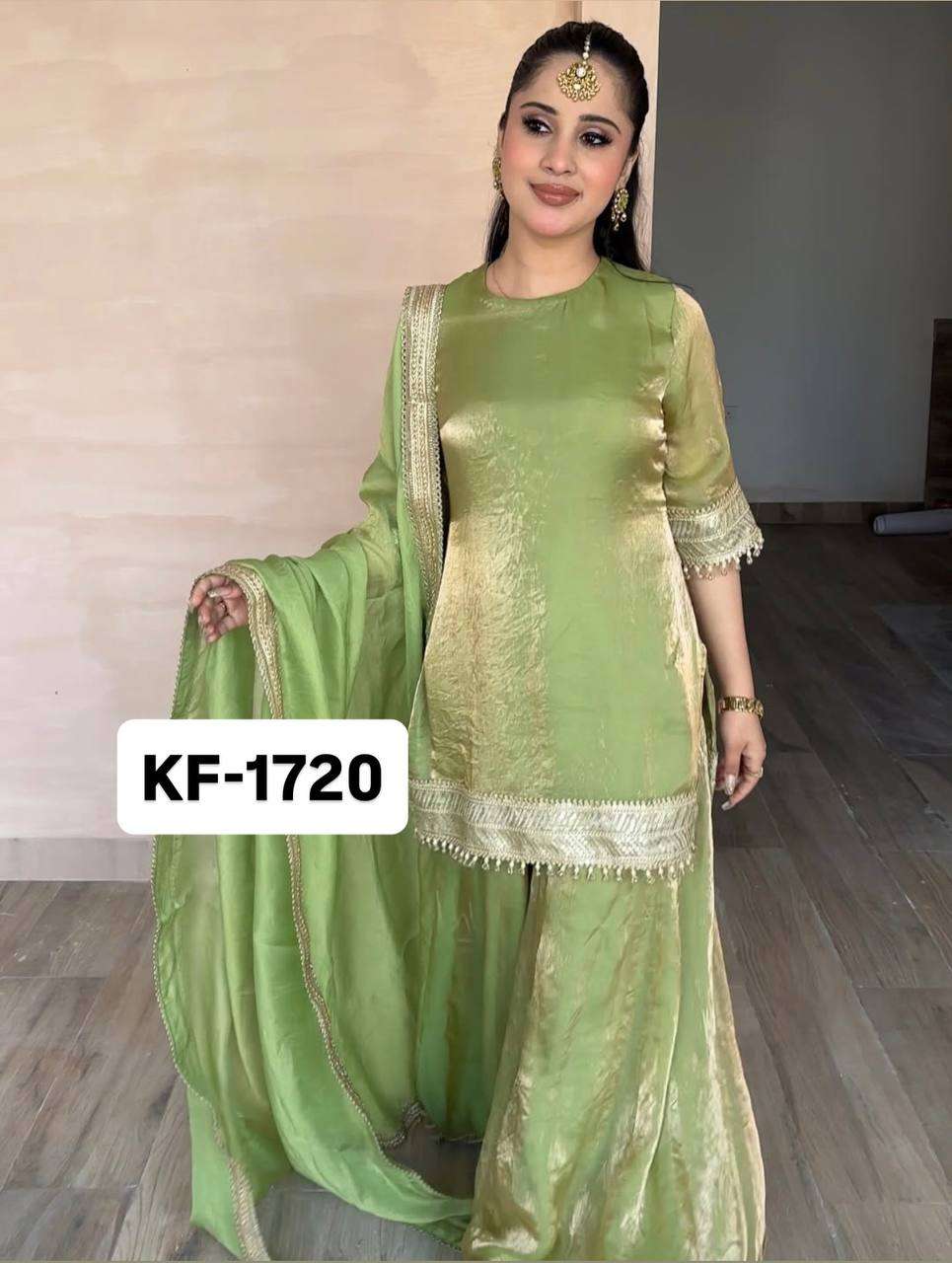 KF 1720 SILK HEAVY SEQUENE EMBROIDERY DESIGNER WORK FANCY TOP PALAZZO DUPATTA SET