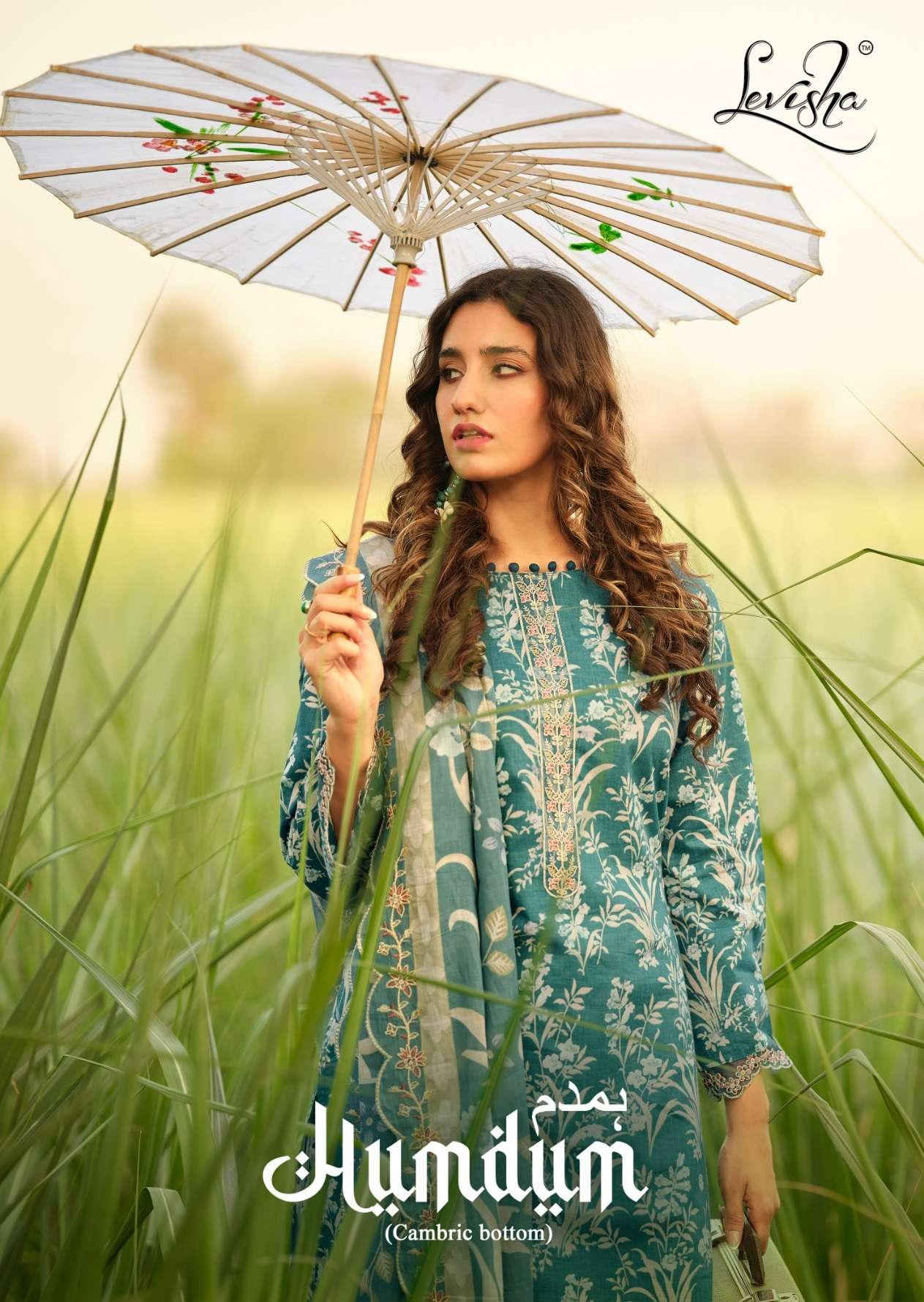 LEVISHA HUMDUM COTTON PAKISTANI STYLE PRINT WITH FANCY WORK SUIT