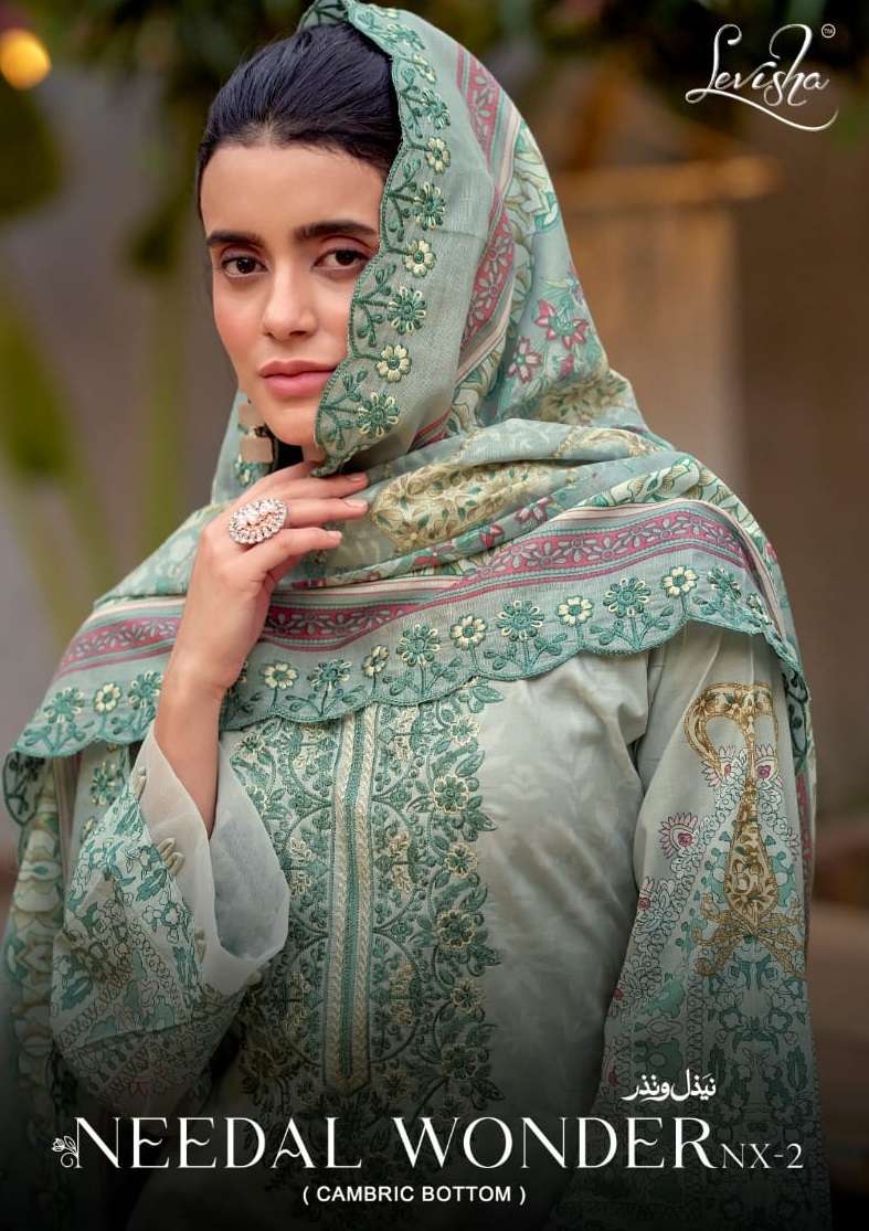 LEVISHA NEEDAL WONDER NX VOL 2 LAWN COTTON DIGITAL PRINT WITH FANCY WORK SUIT