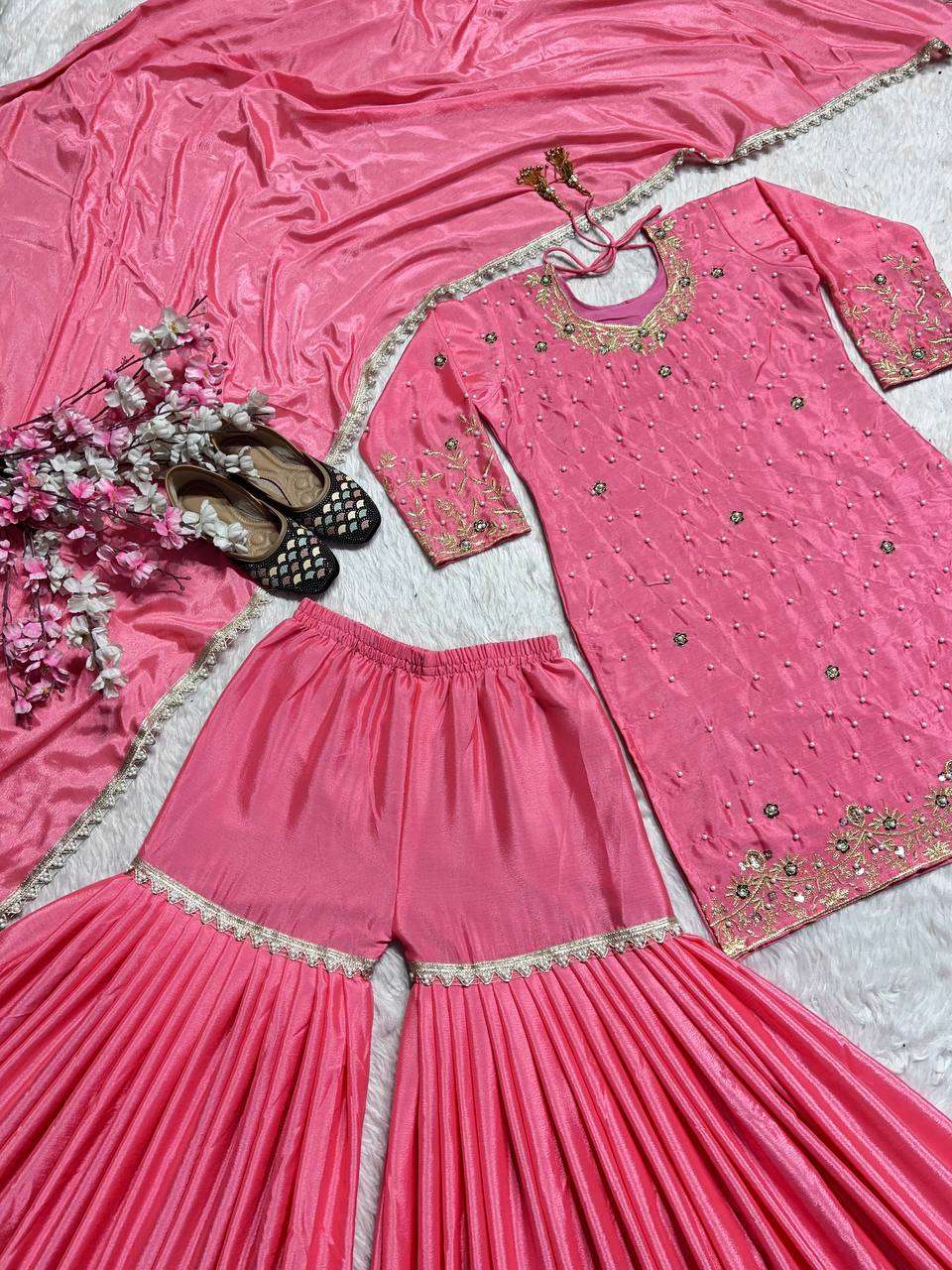 MD 3090 SILK HEAVY EMBROIDERD DESIGNER WEDDING WEAR LADIES SUIT