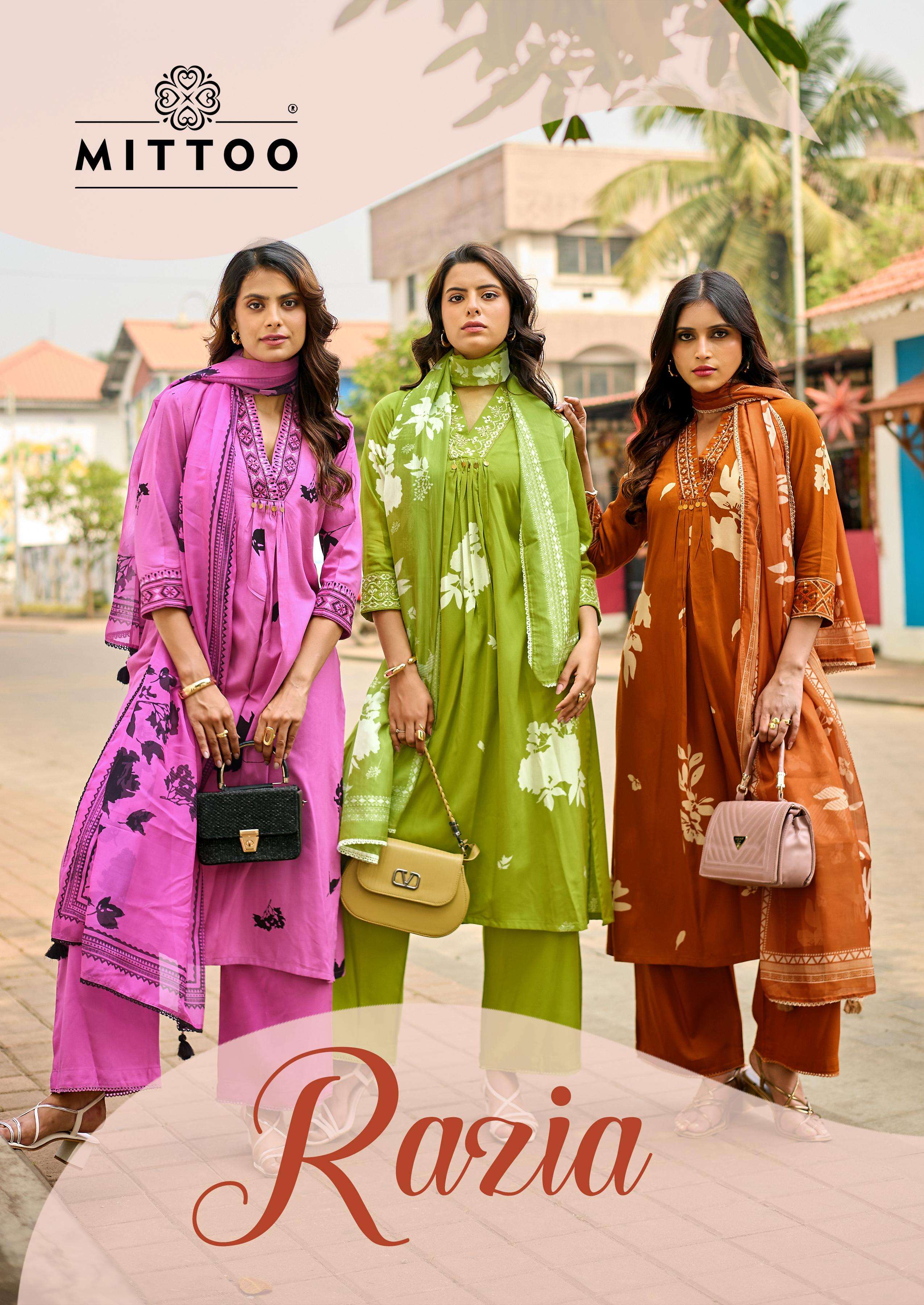 MITTOO RAZIA RAYON PRINT FANCY SUMMER WEAR LADIES 3PCS SET COLLECTION 