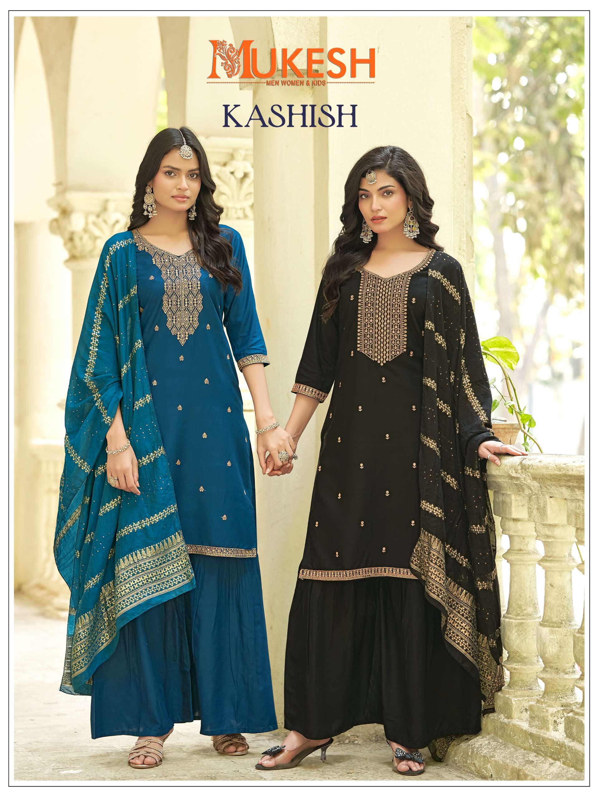 MUKESH KASHISH RAYON HEAVY SEQUENCE EMBROIDERY DESIGNER WORK LADIES 3PCS SET COLLECTION 