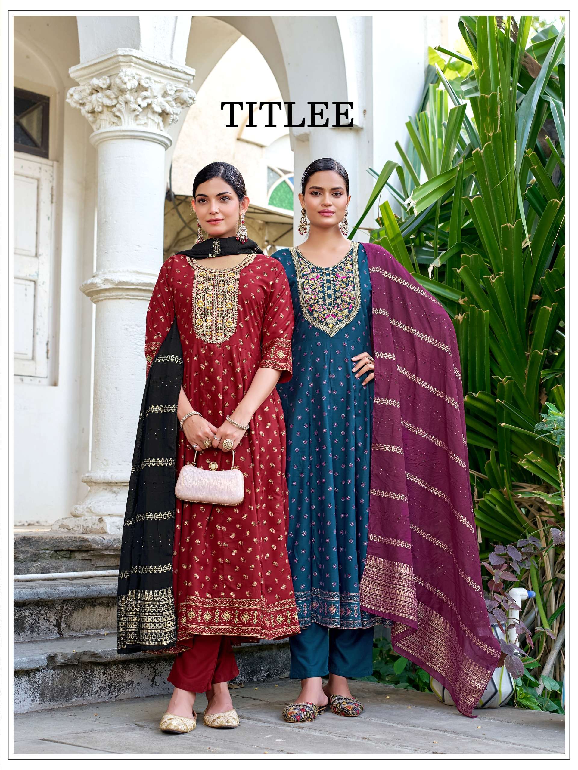 MUKESH TITLEE RAYON WITH HEAVY SEQUENCE EMBROIDERY DESIGNER WORK LADIES 3PCS SET COLLECTION 