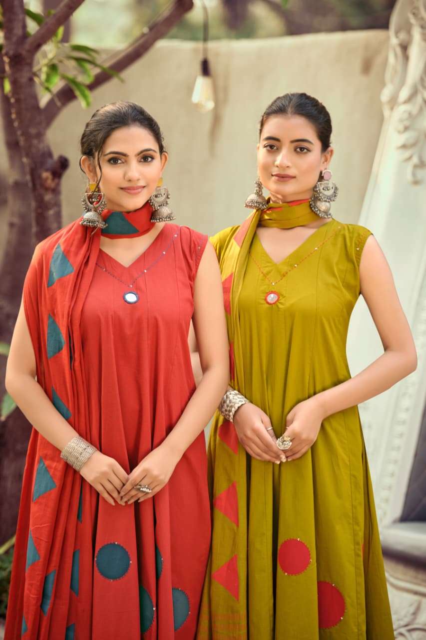 OSSM MAHIYA VOL 2 COTTON FANCY ANARKALI STYLE LADIES 3PCS SET COLLECTION 