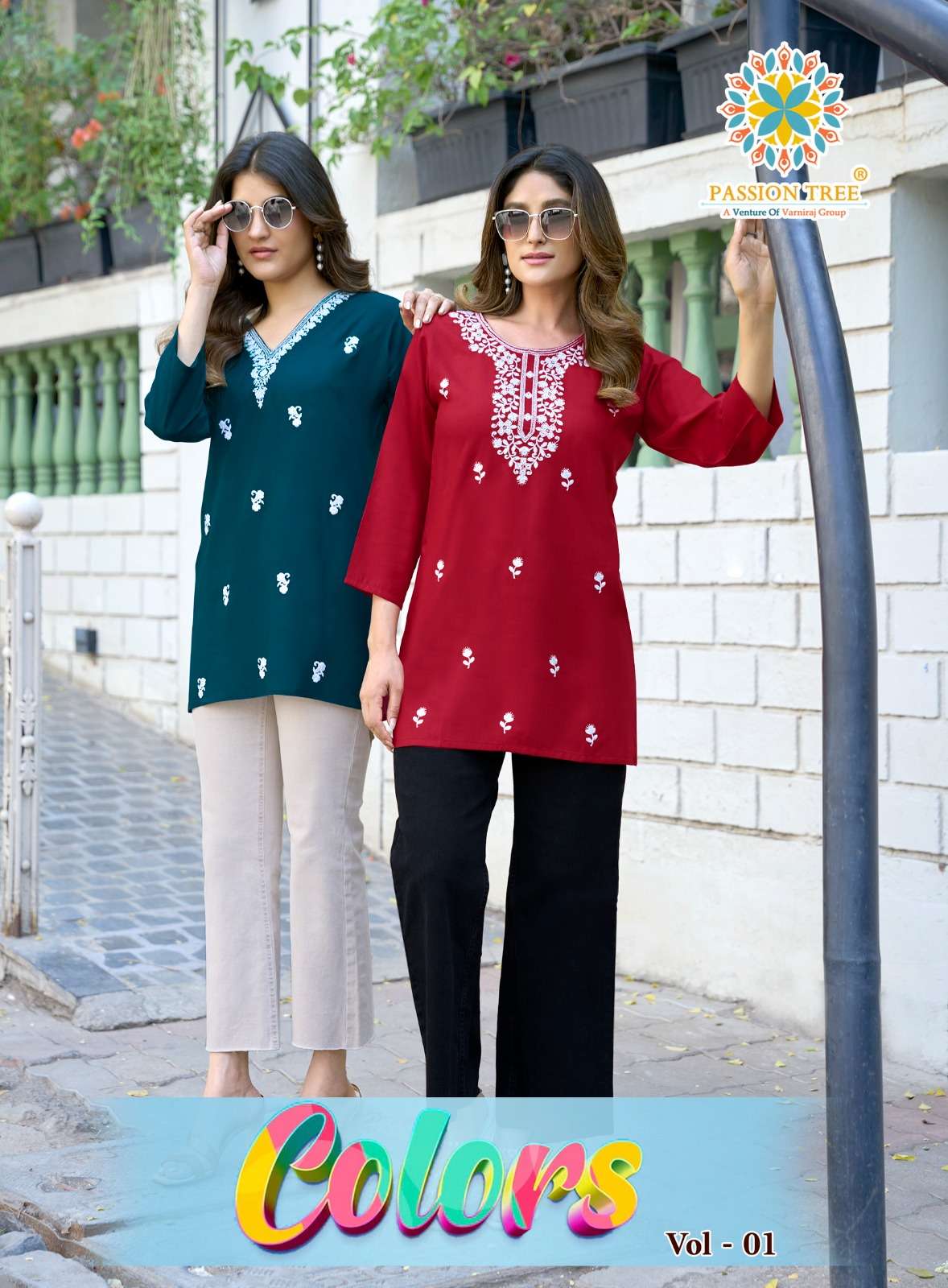 PASSION TREE COLORS VOL 1 RAYON FANCY LUCKNOWI WORKS LADIES TOP