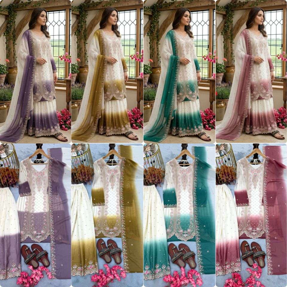 PD 1145 DUAL TONE GEORGETTE FANCY BEAUTIFUL DESIGNER LOOK PARTY WEAR LADIES SUIT
