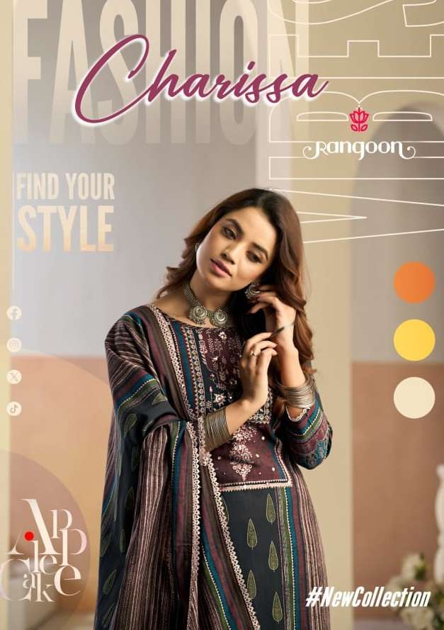 RANGOON CHARISSA COTTON DIGITAL PRINT WITH FANCY WORK LADIES 3PCS SET COLLECTION 
