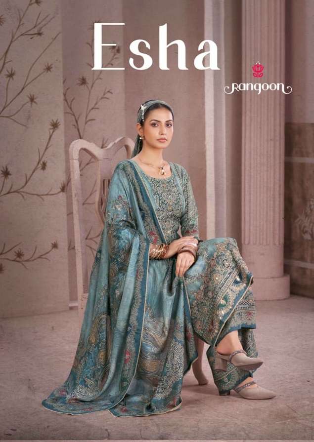 RANGOON ESHA MUSLIN DIGITAL PRINT WITH FANCY WORK READY MADE LADIES SUIT