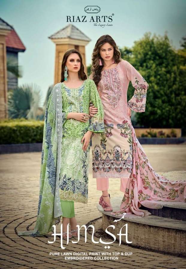 RIAZ ARTS HIMSA LAWN COTTON DIGITAL PRINT WITH HEAVY EMBROIDERED SUIT