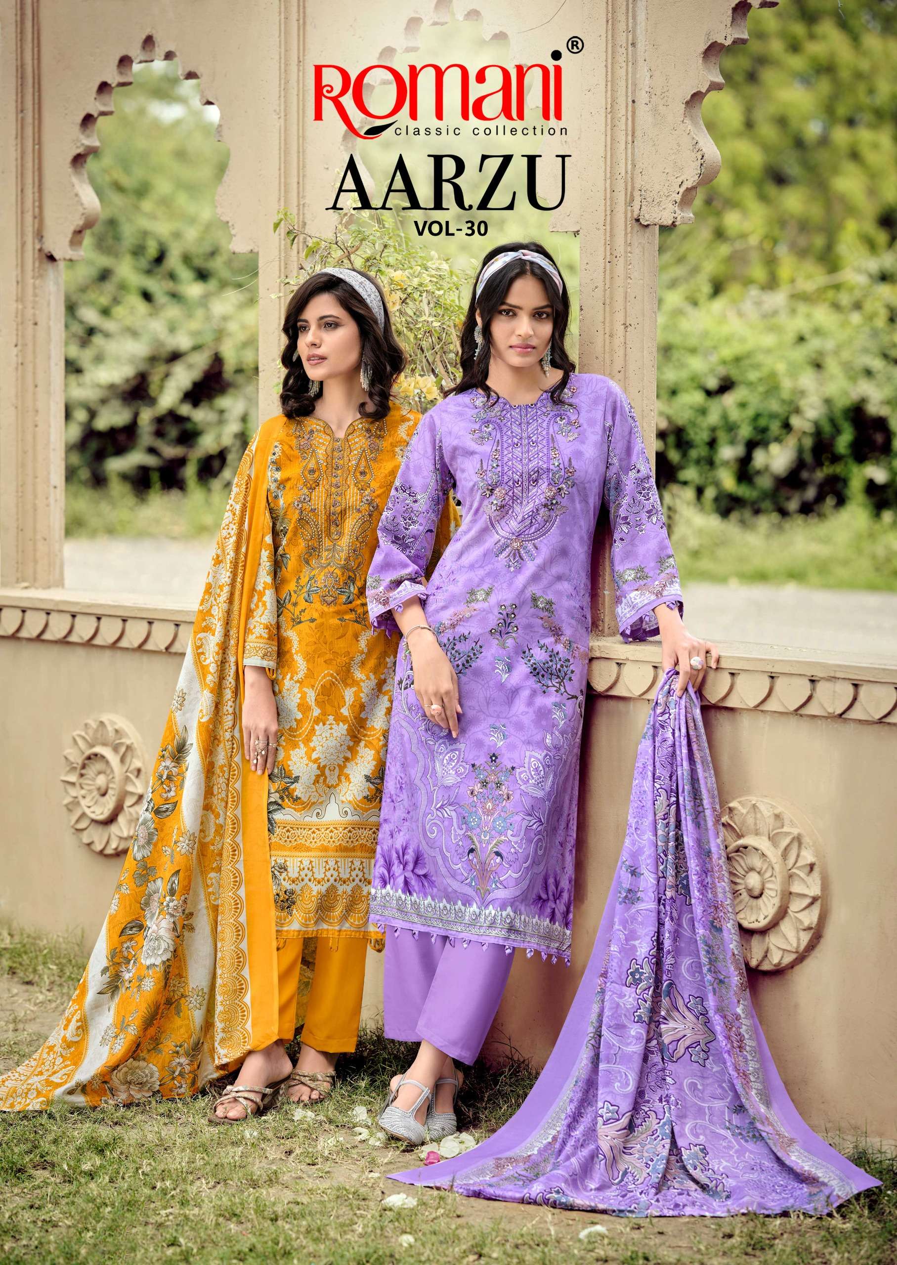 ROMANI AARZU VOL 30 COTTON DIGITAL STYLE PRINT WITH FANCY WORK SUIT