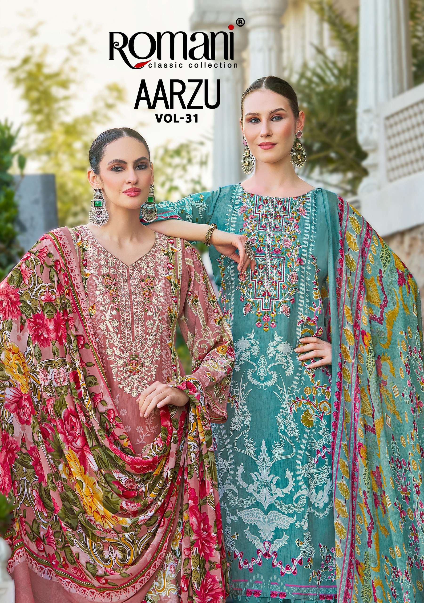ROMANI AARZU VOL 31 COTTON DIGITAL STYLE PRINT WITH FANCY WORK SUIT