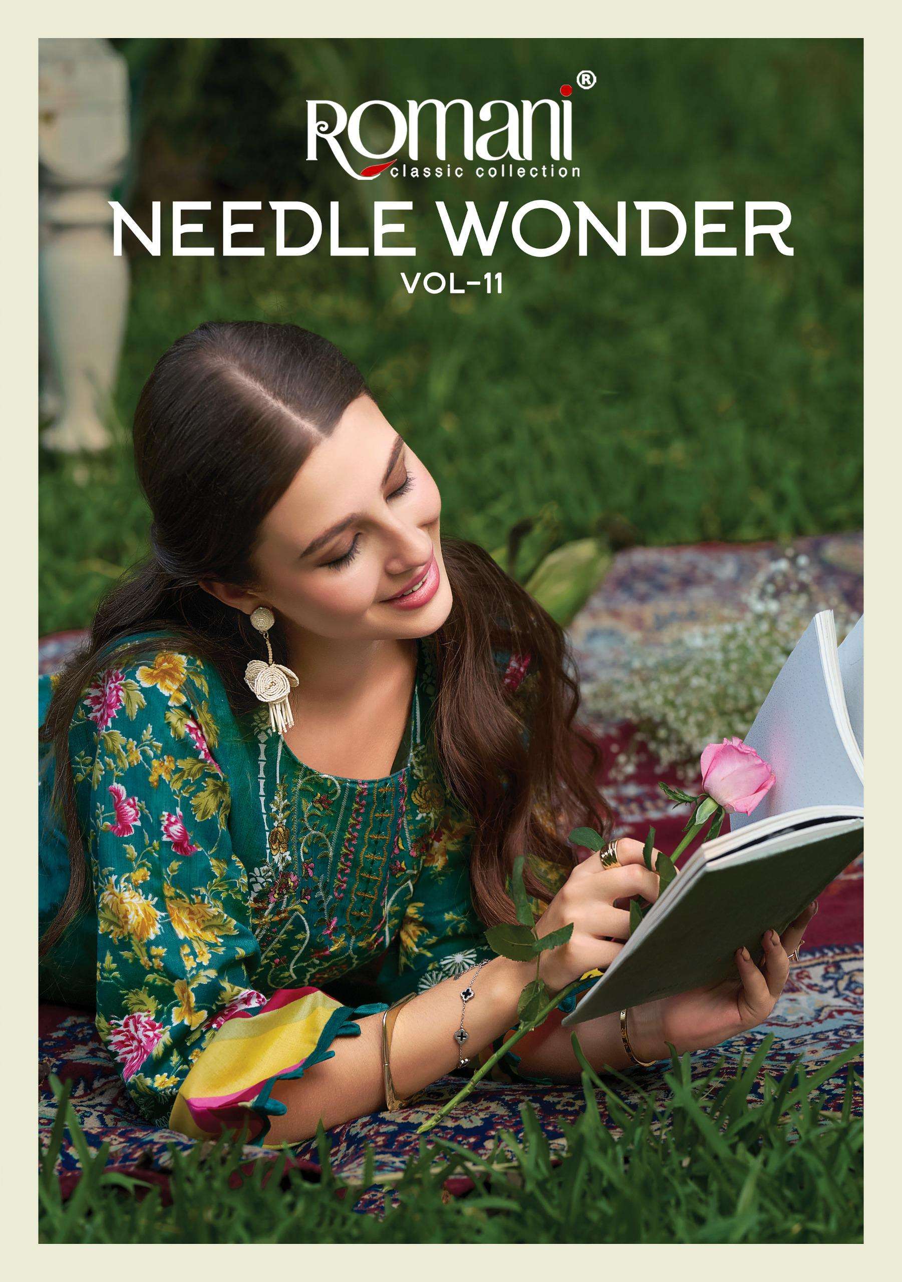ROMANI NEEDLE WONDER VOL 11 COTTON DIGITAL PRINTS WITH FANCY EMBROIDERY WORK SUIT