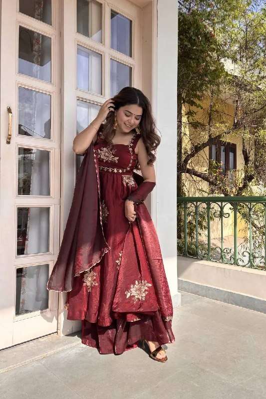 RTC 6011 SILK SEQUENCE EMBROIDERY DESIGNER WORK ANARKALI STYLE GOWN SUIT