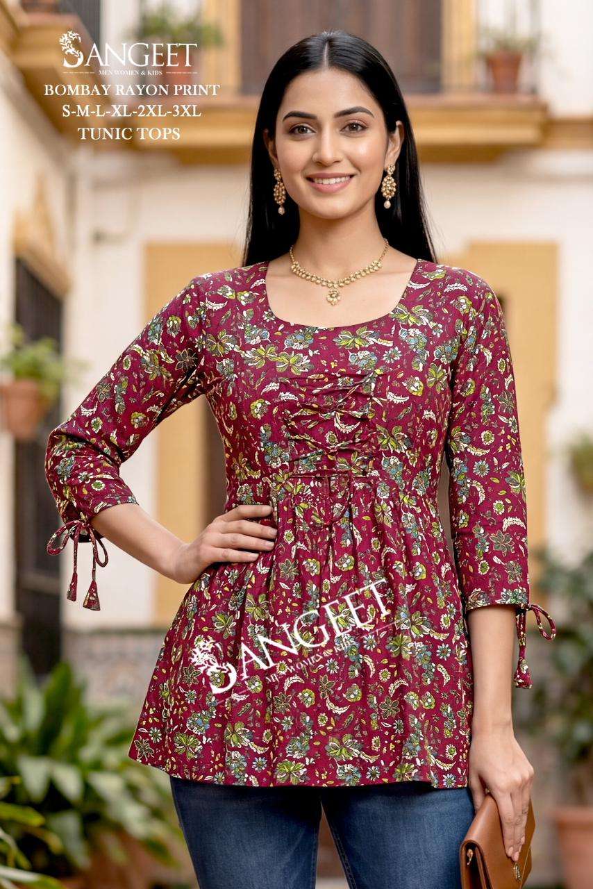 SANGEET PIK AND CHOOSE DESIGN VOL 1 RAYON PRINT FANCY SUMMER WEAR TOP