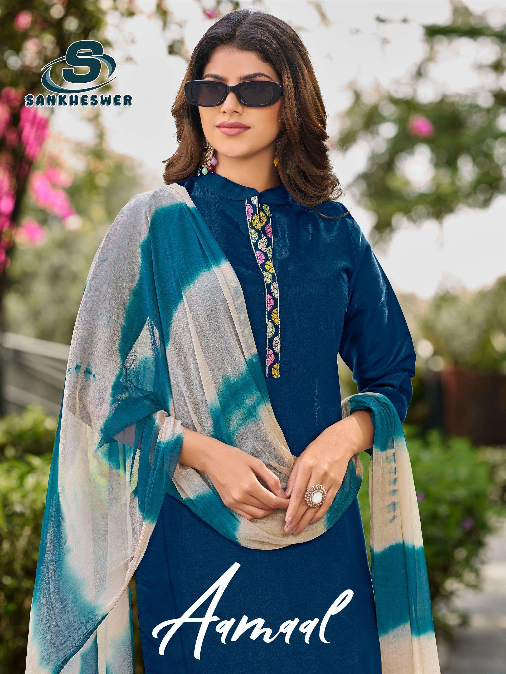 SANKHESWER IMPEX AAMAAL VOL 1 SILK FANCY WORK LADIES 3PCS SET COLLECTION 