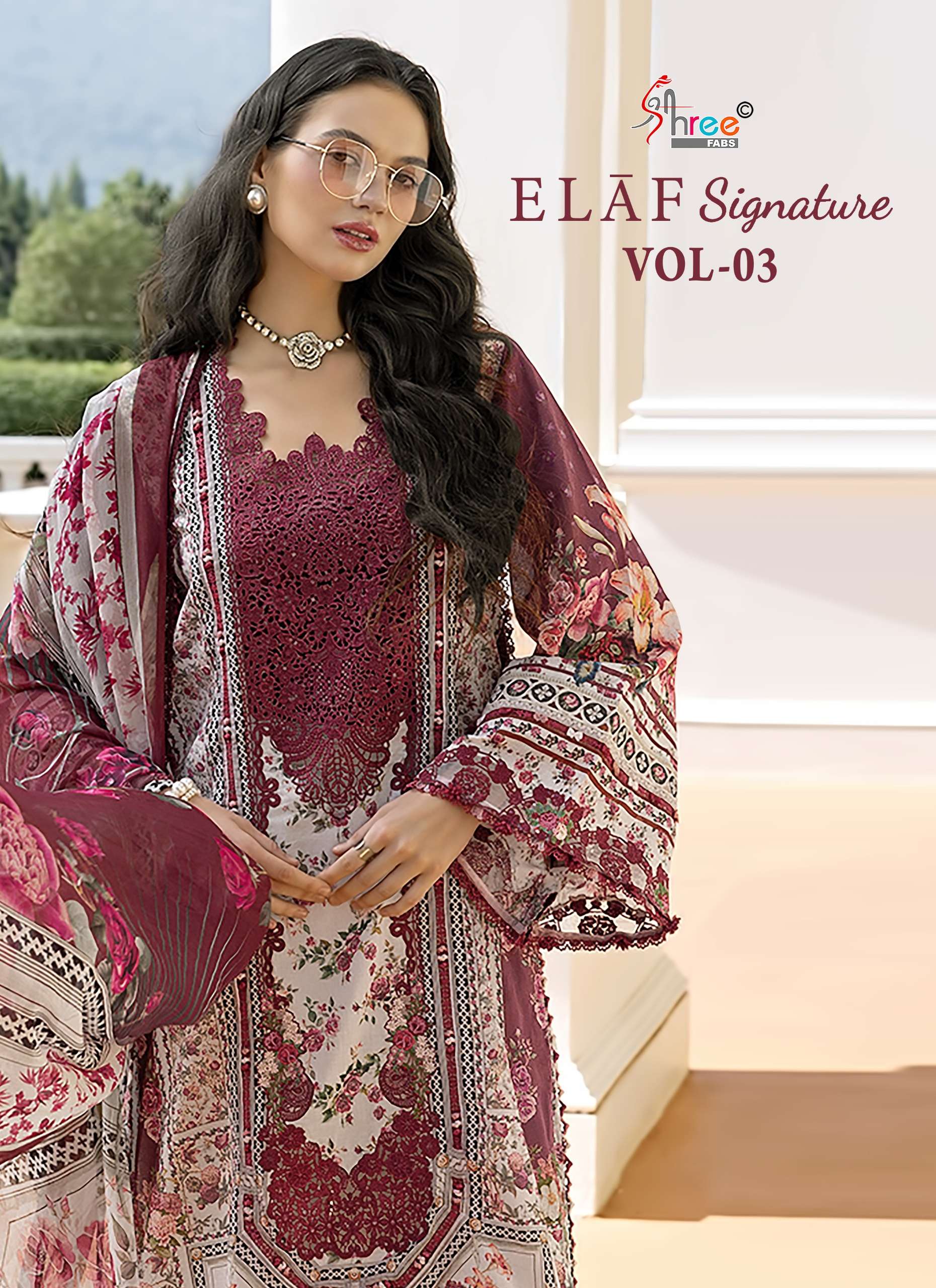 SHREE FABS ELAF SIGNATURE VOL 3  COTTON PRINT WITH PATCH EMBROIDERY WORK SUIT