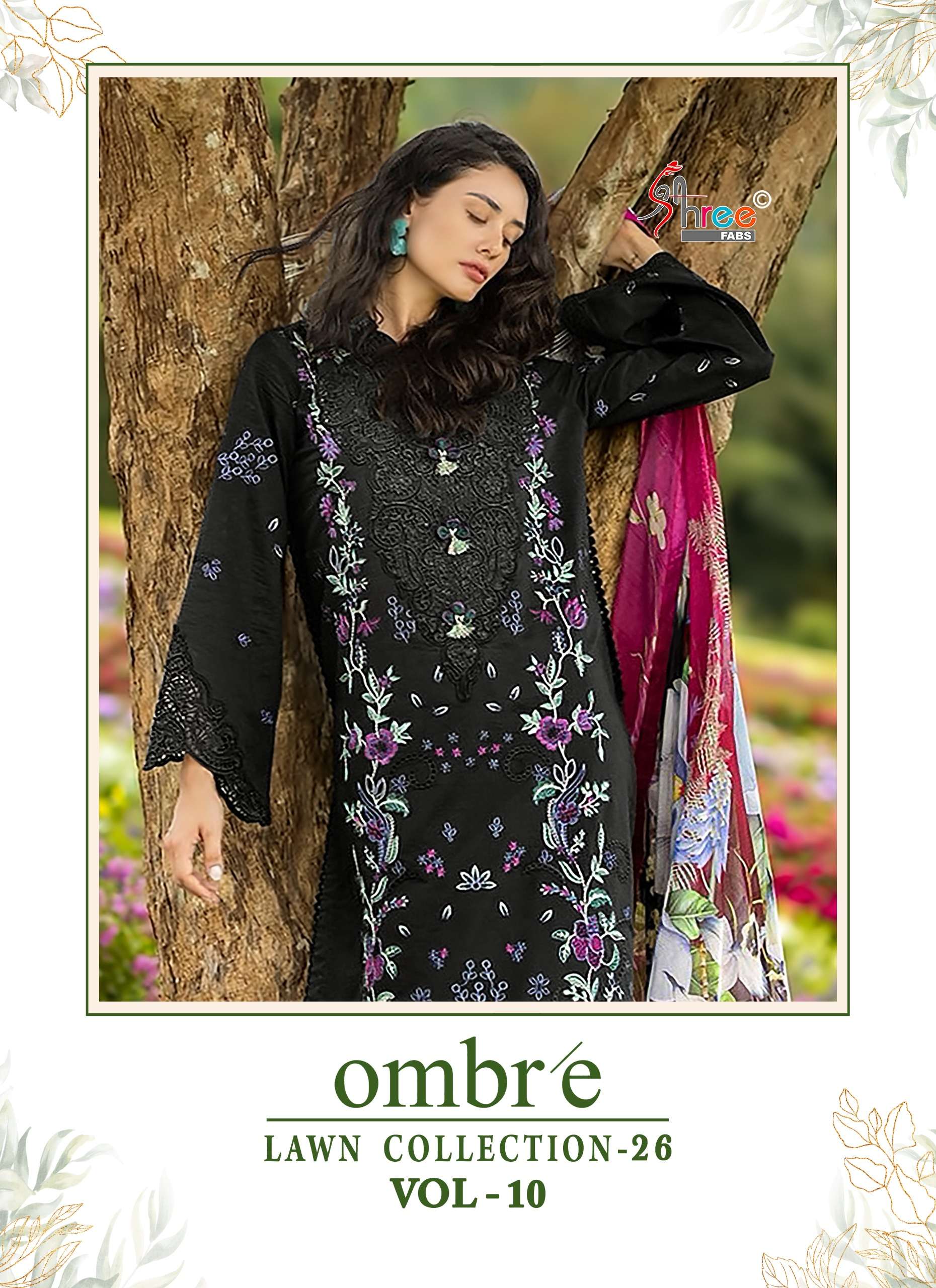 SHREE FABS OMBRE LAWN COLLECTION 26 VOL 10 COTTON HEAVY EMBROIDERY WORK SUIT