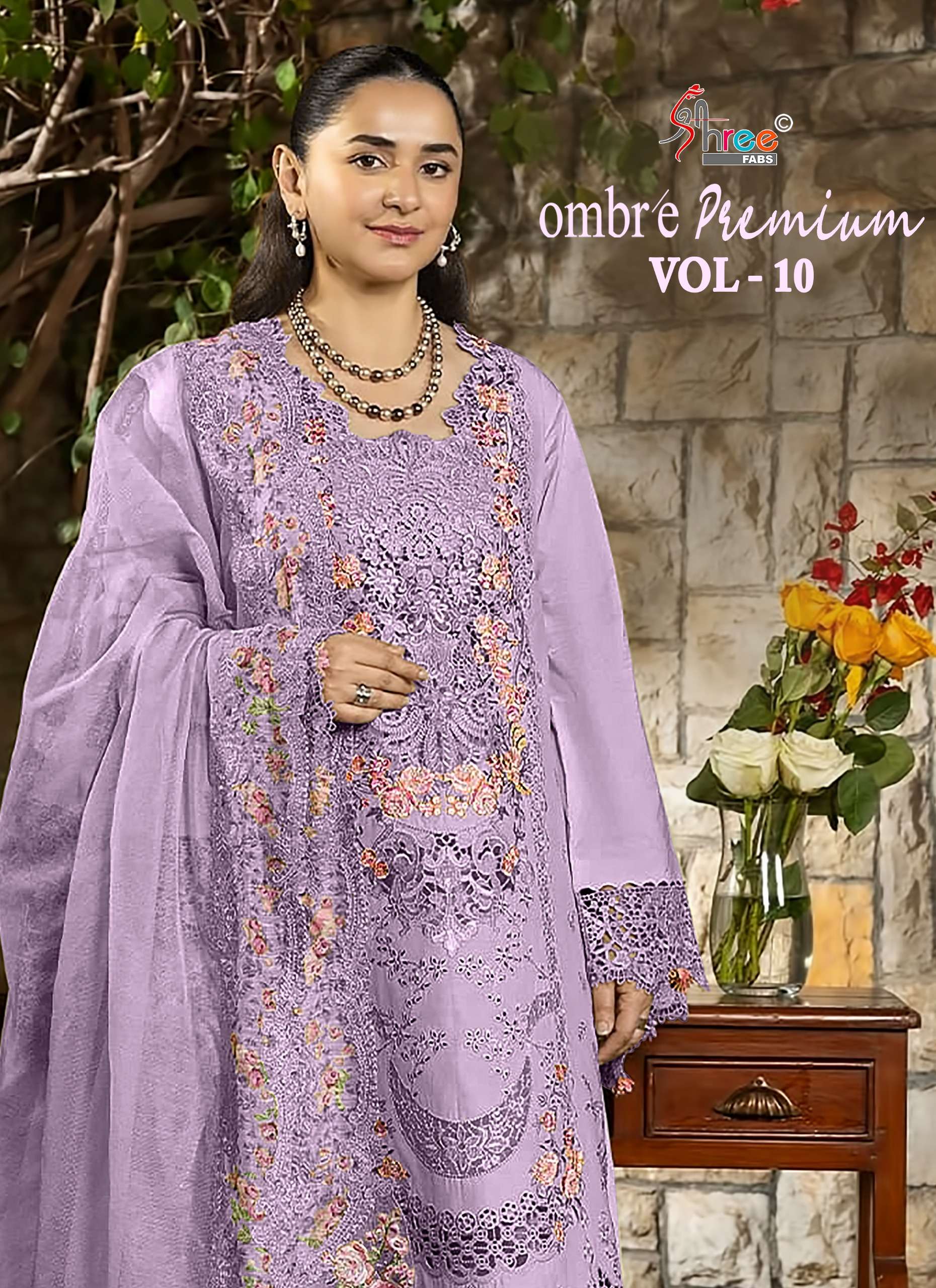 SHREE FABS OMBRE PREMIUM VOL 10 COTTON HEAVY EMBROIDERY DESIGNER WORK PAKISTANI SUIT