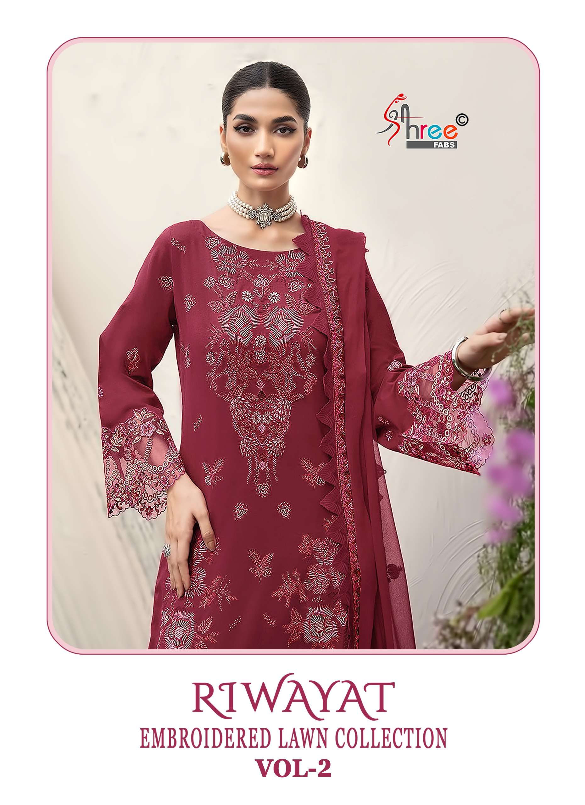 SHREE FABS RIWAYAT EMBROIDERED LAWN COLLECTION VOL 2 COTTON DESIGNER WORK PAKISTANI SUIT