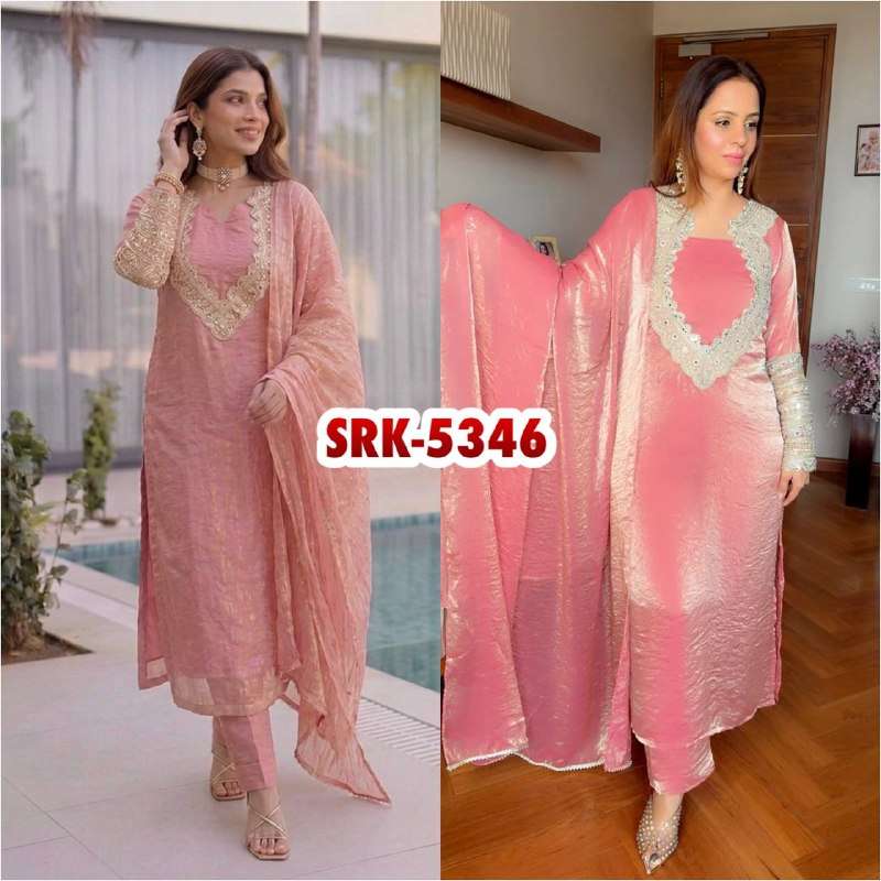 SRK 5346 SILK SEQUENCE EMBROIDERY DESIGNER WORK PARTY WEAR LADIES SUIT 